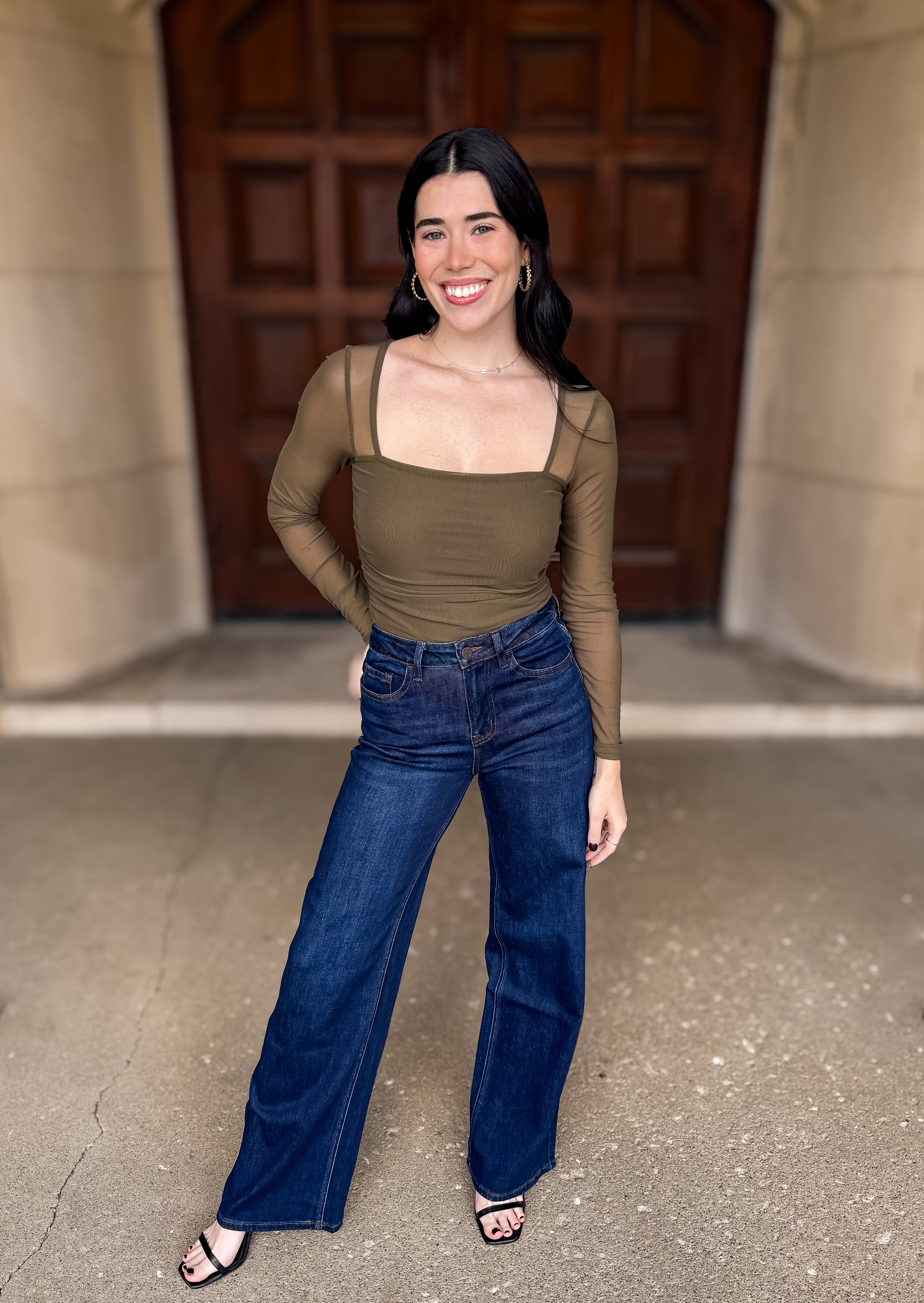 Devon Ruched Sheer Top