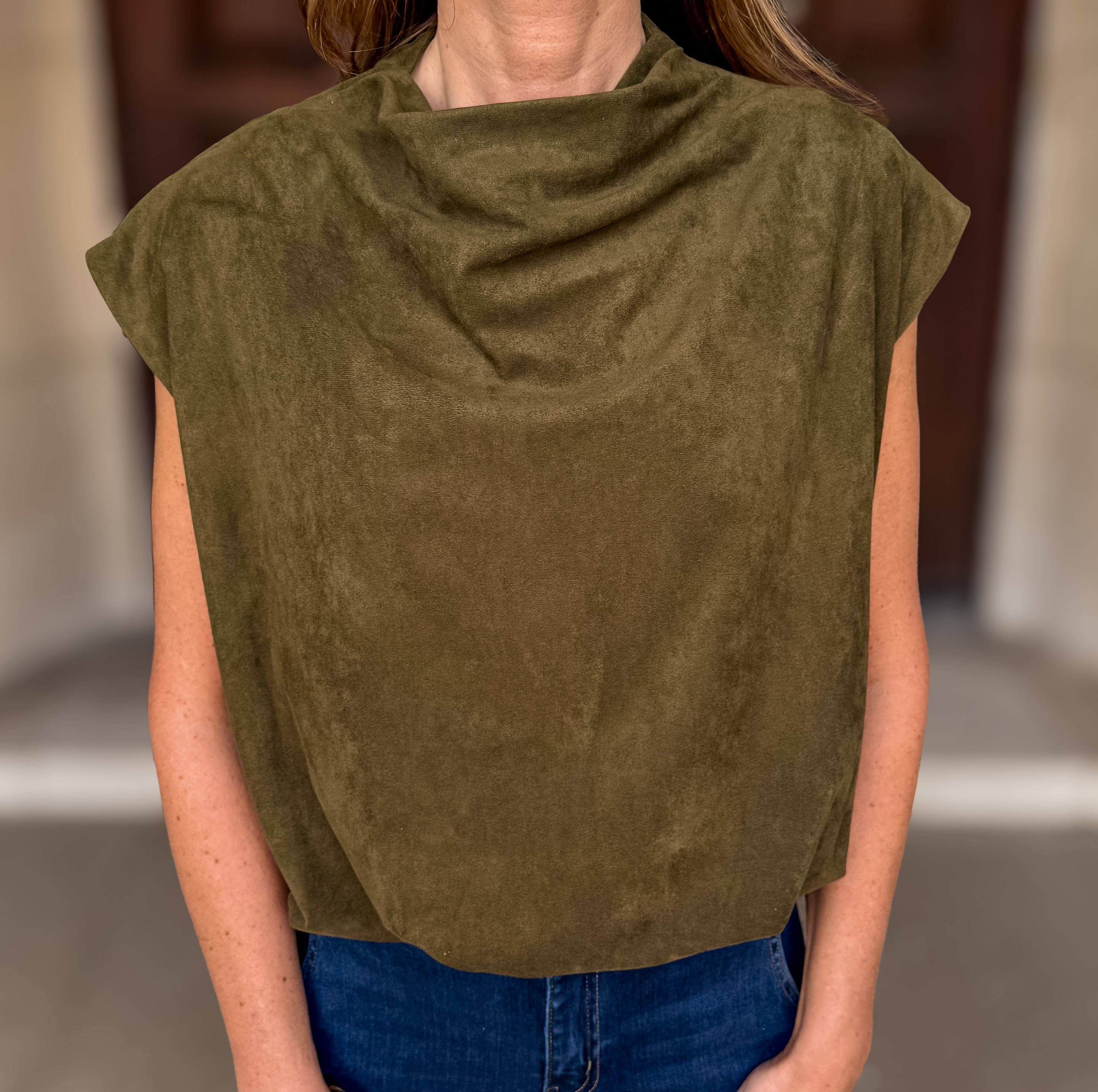 Kiera Suede Bubble Top