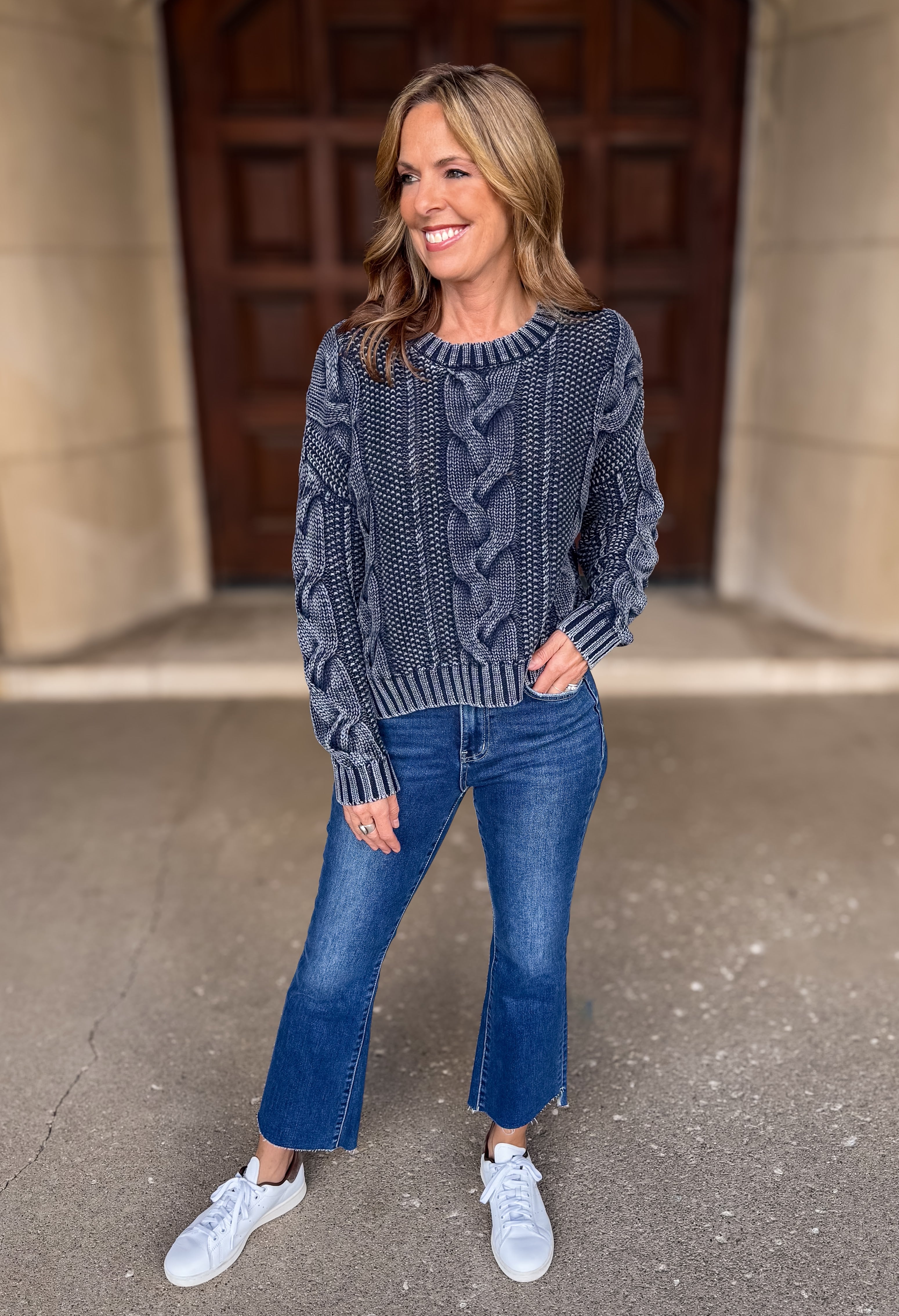 Alyce Washed Cable Sweater