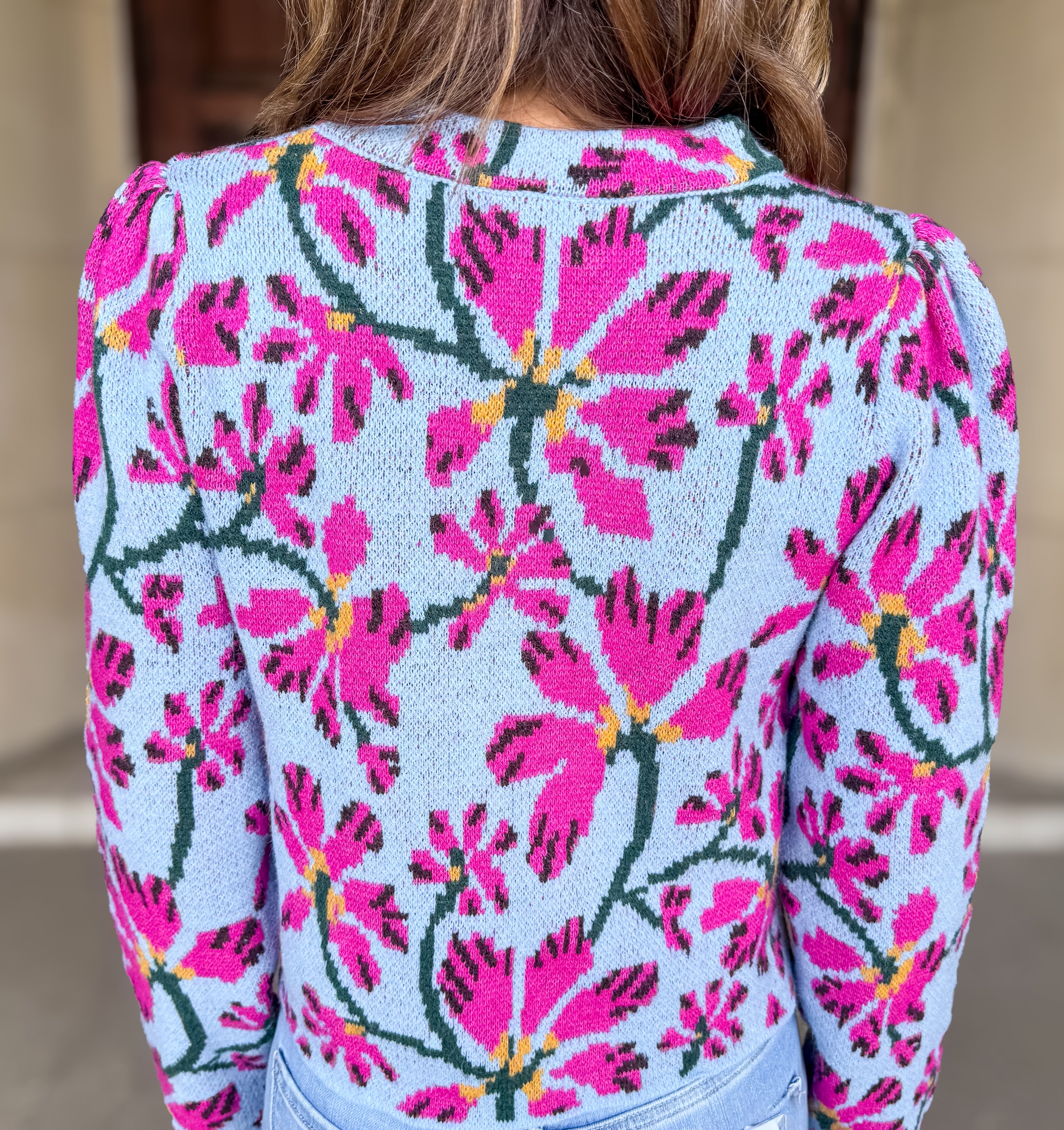 Sybil Floral Puff Sweater