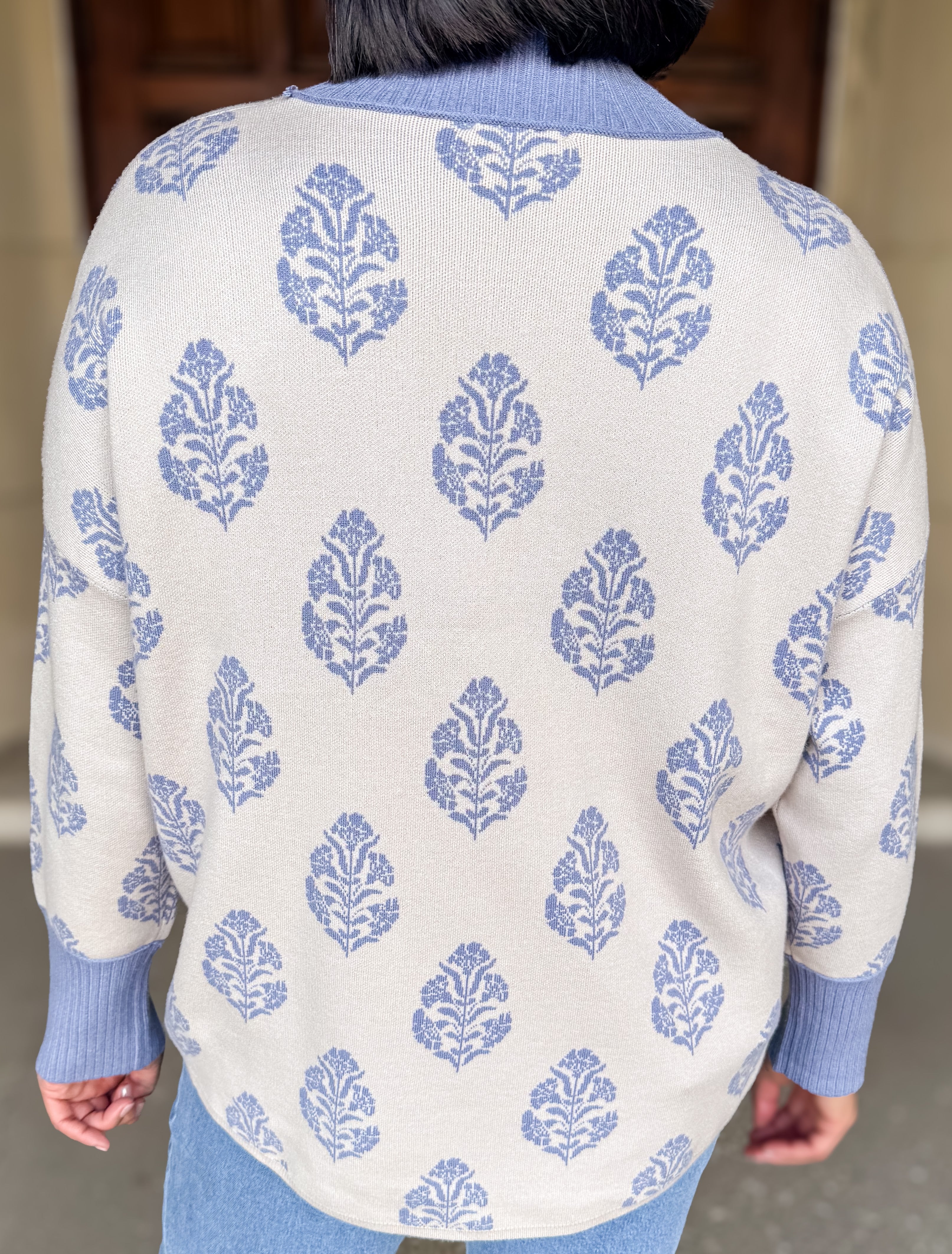 Donna Jacquard Mock Neck Sweater