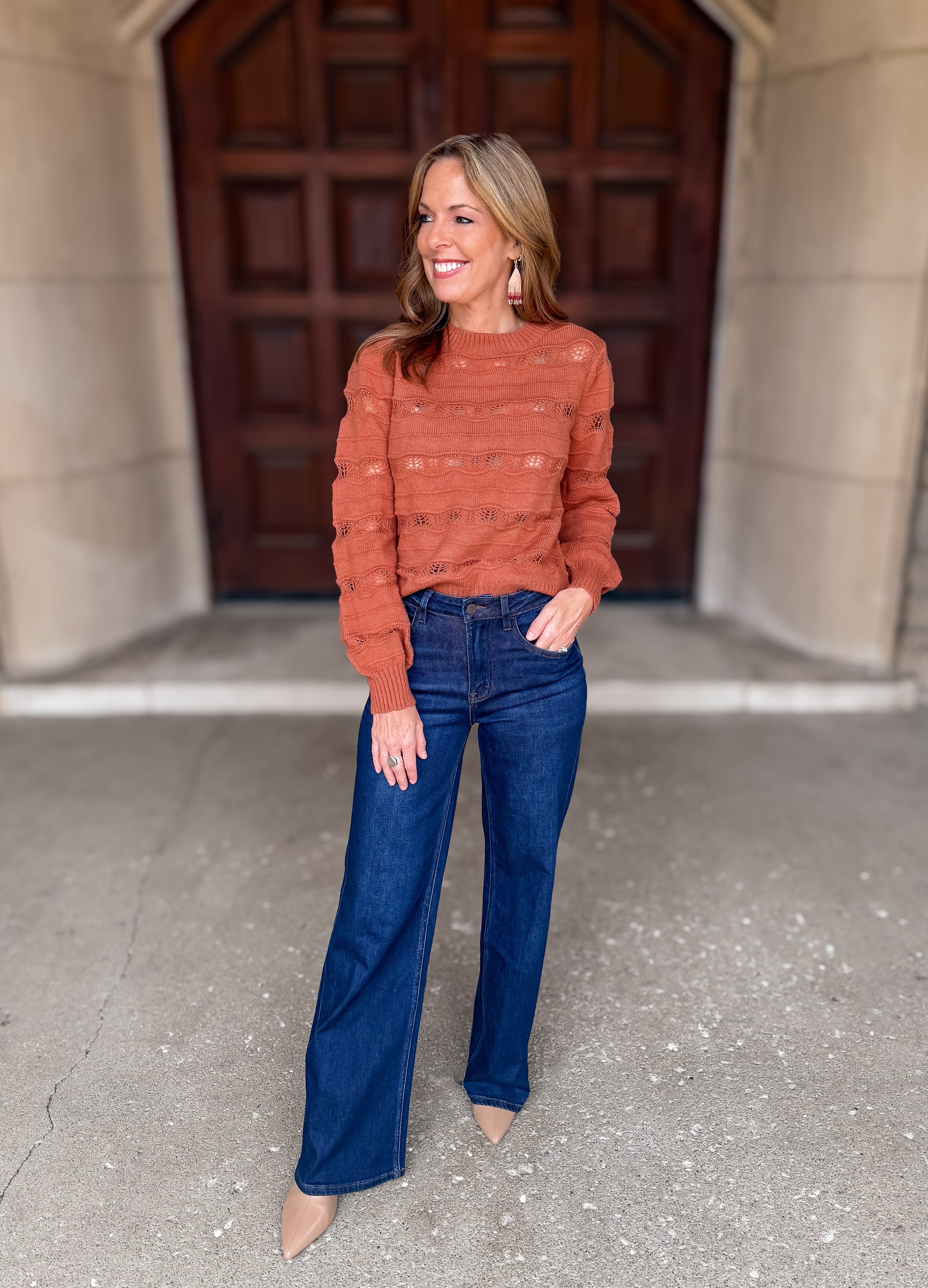 Ginger Striped Pointelle Sweater FINAL SALE