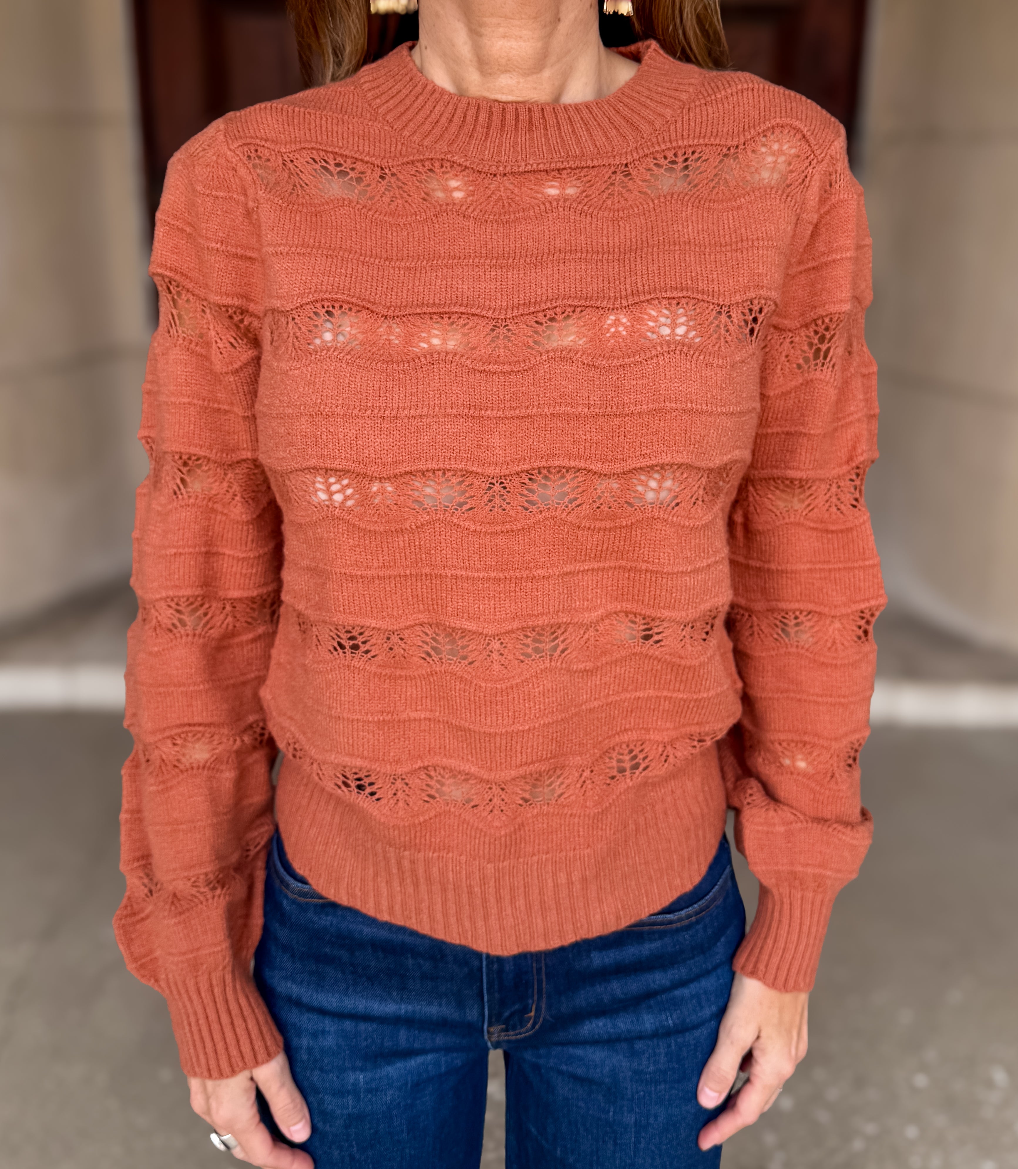 Ginger Striped Pointelle Sweater FINAL SALE
