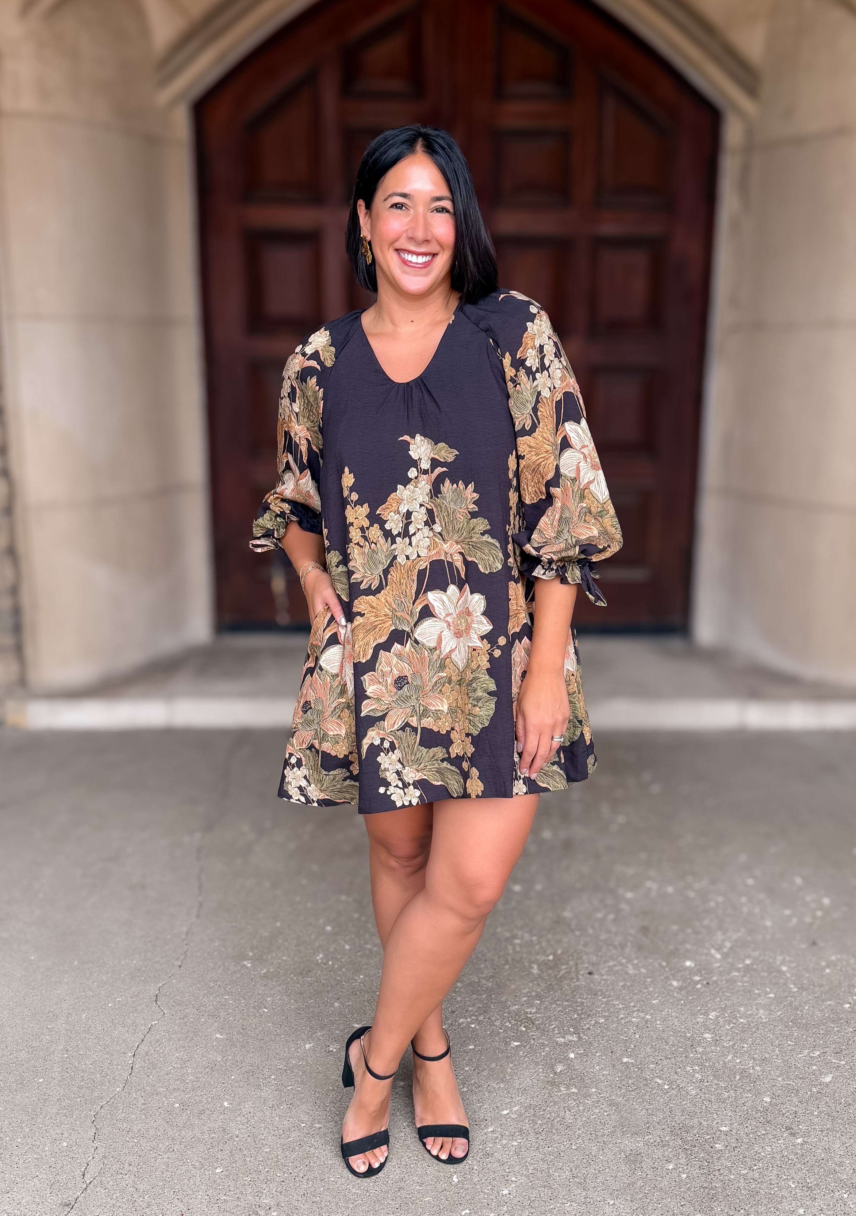 Milani Floral Tie Cuff Dress