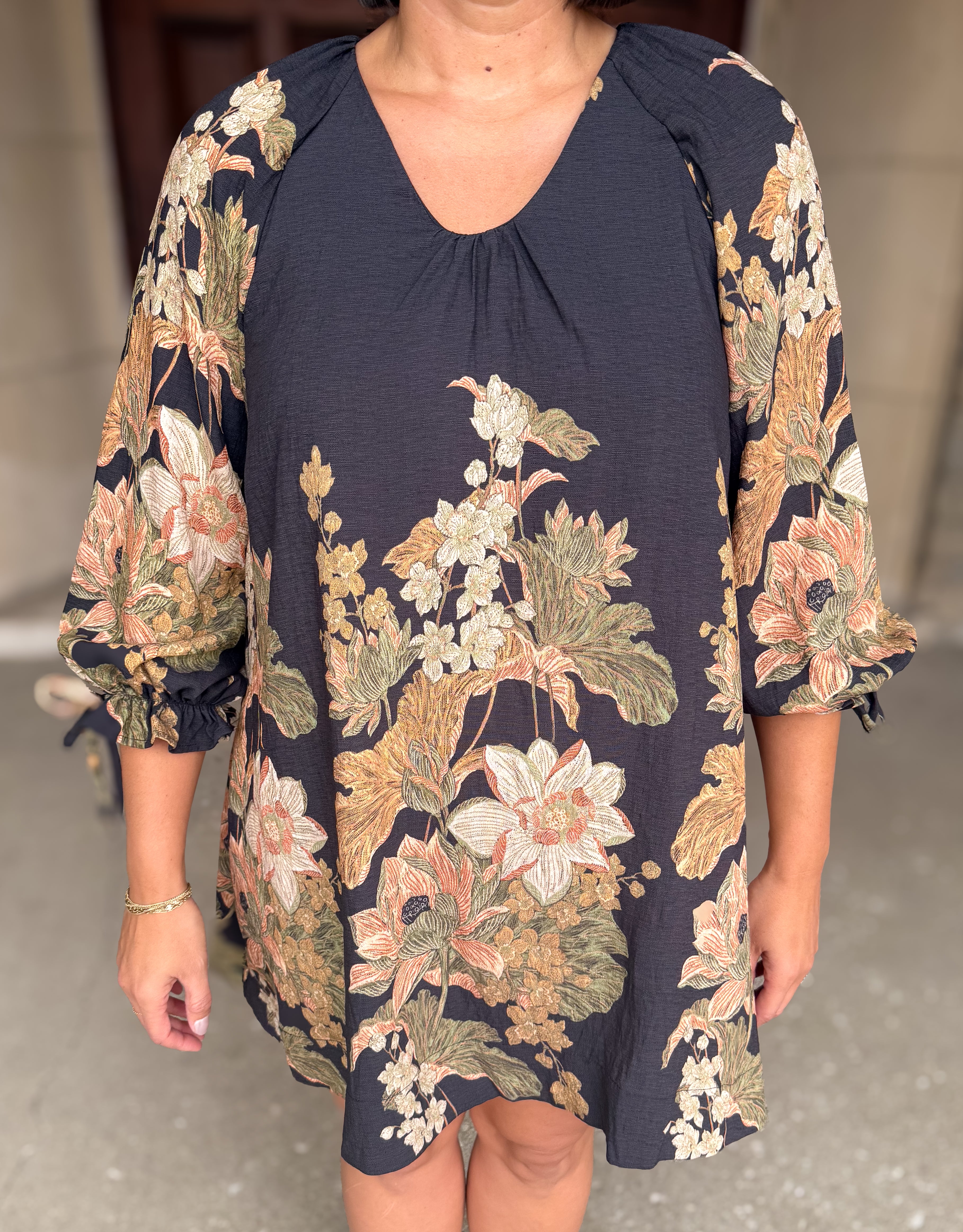 Milani Floral Tie Cuff Dress