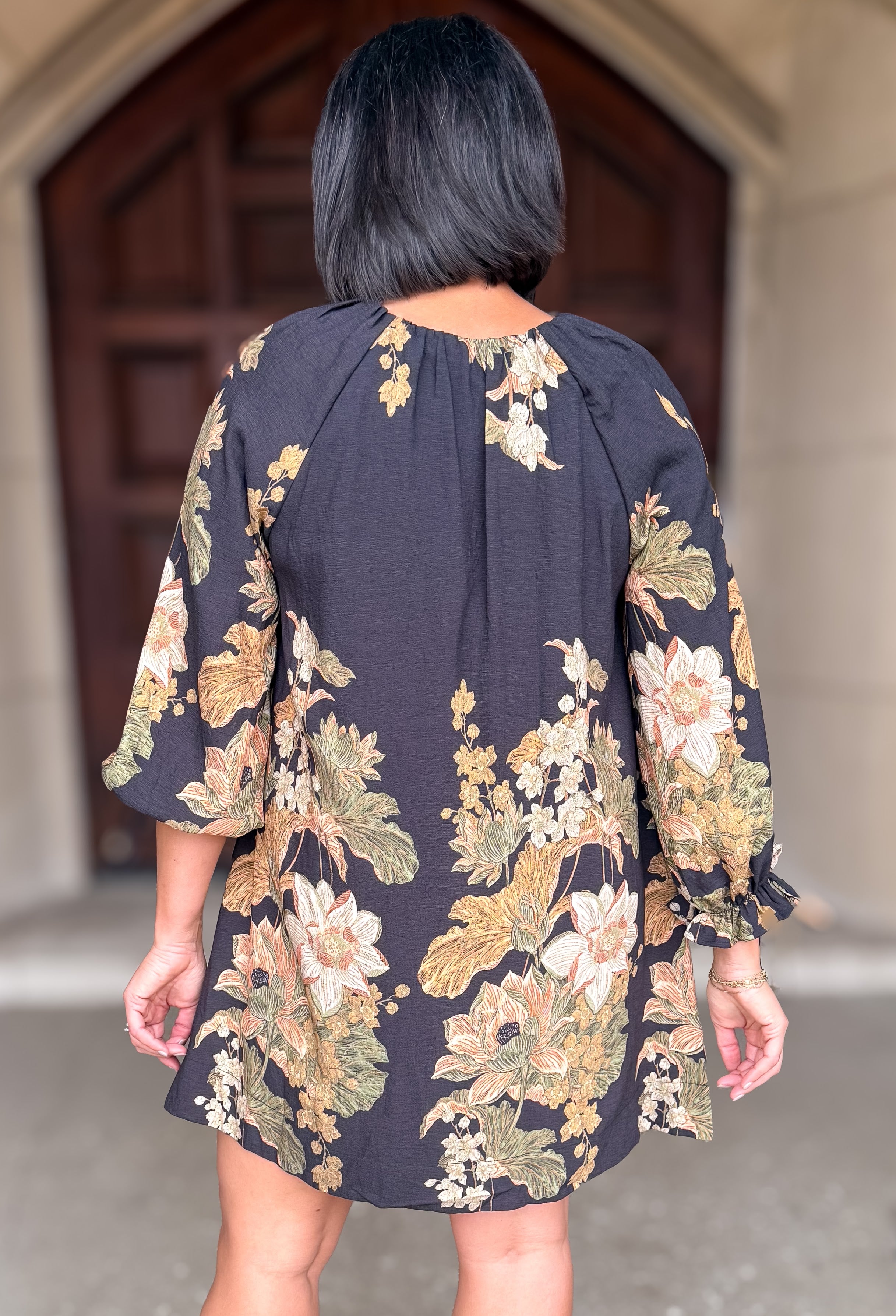 Milani Floral Tie Cuff Dress