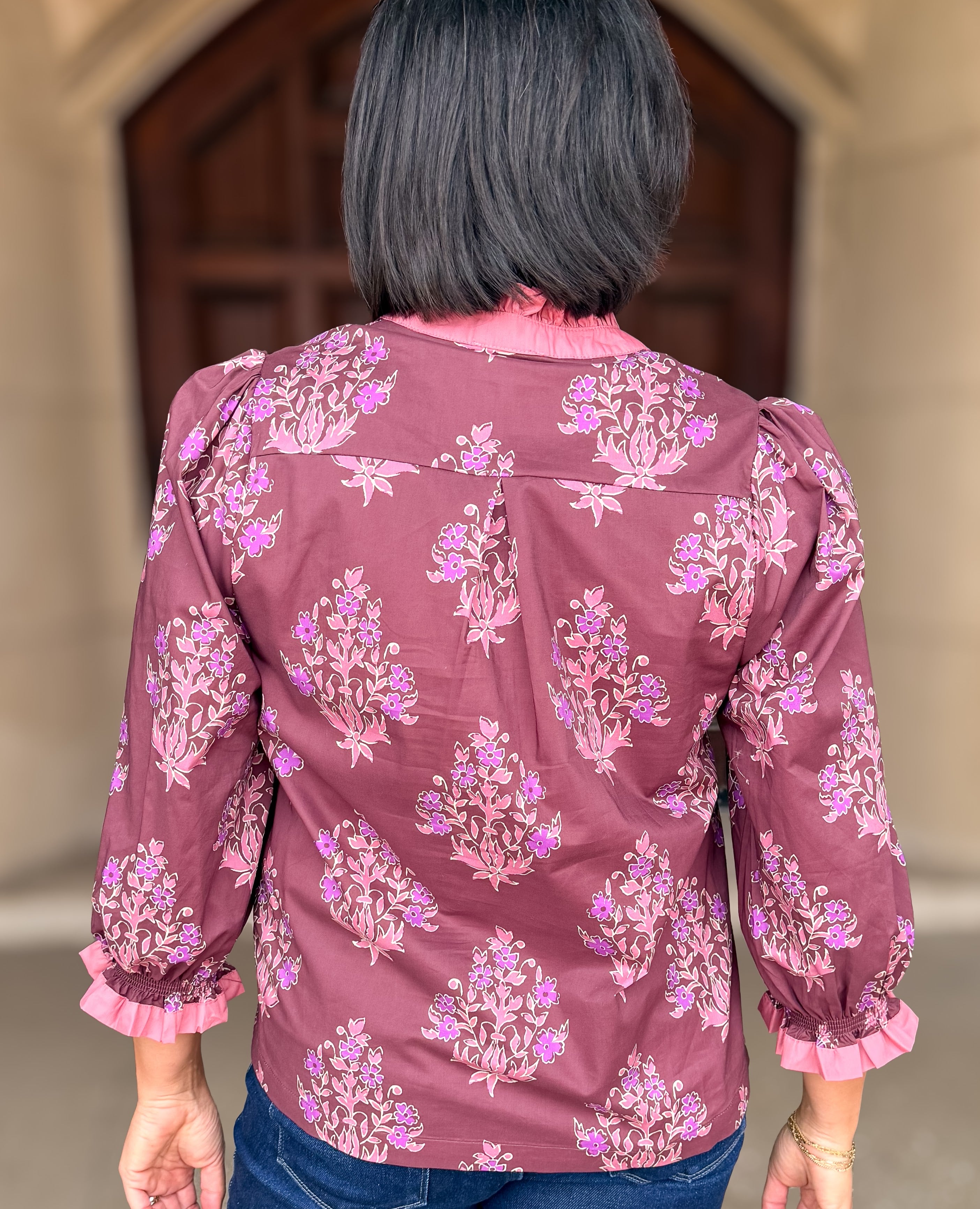 Lilah Floral Contrast Trim Top