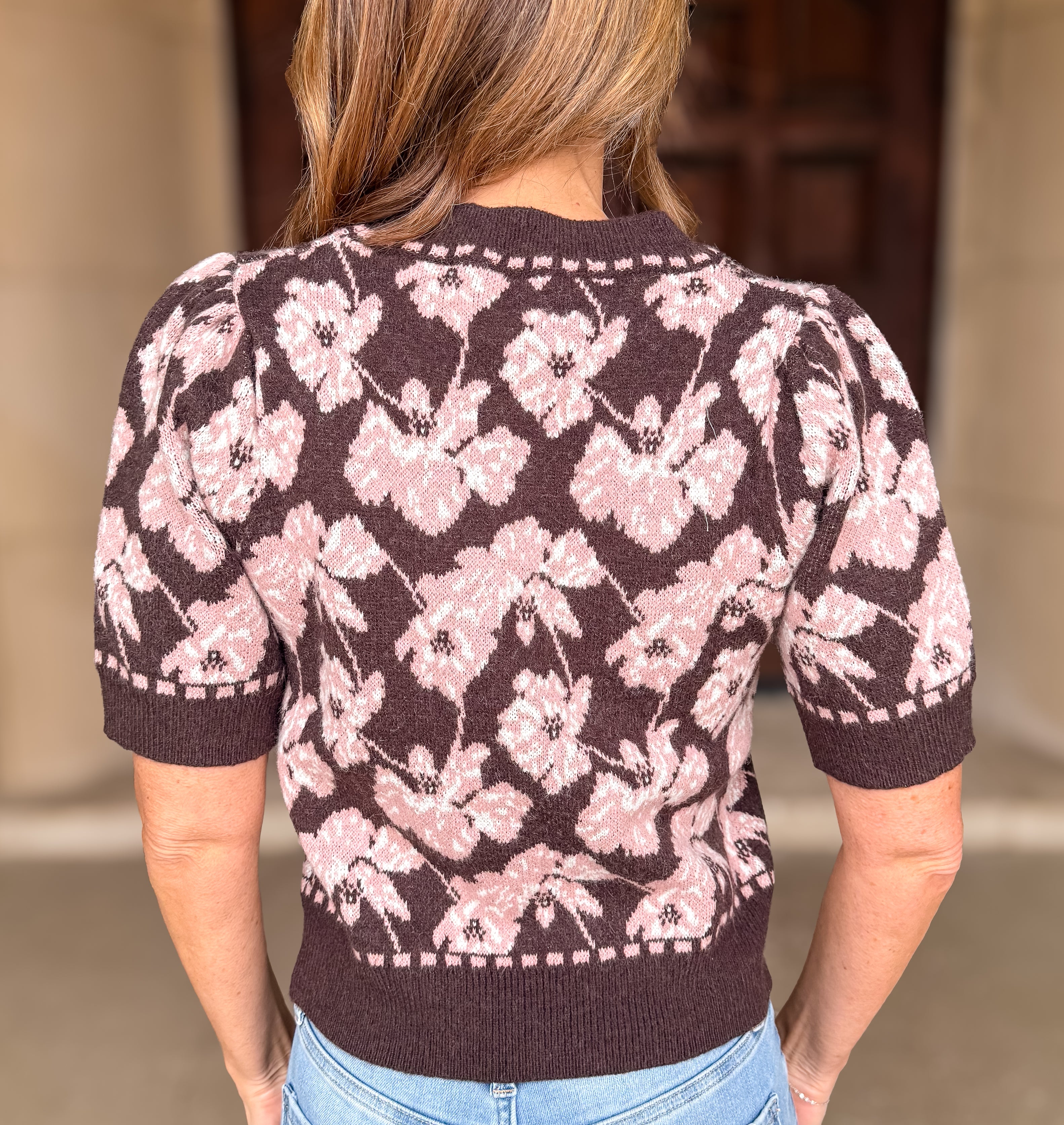 Jena Floral Puff SS Sweater