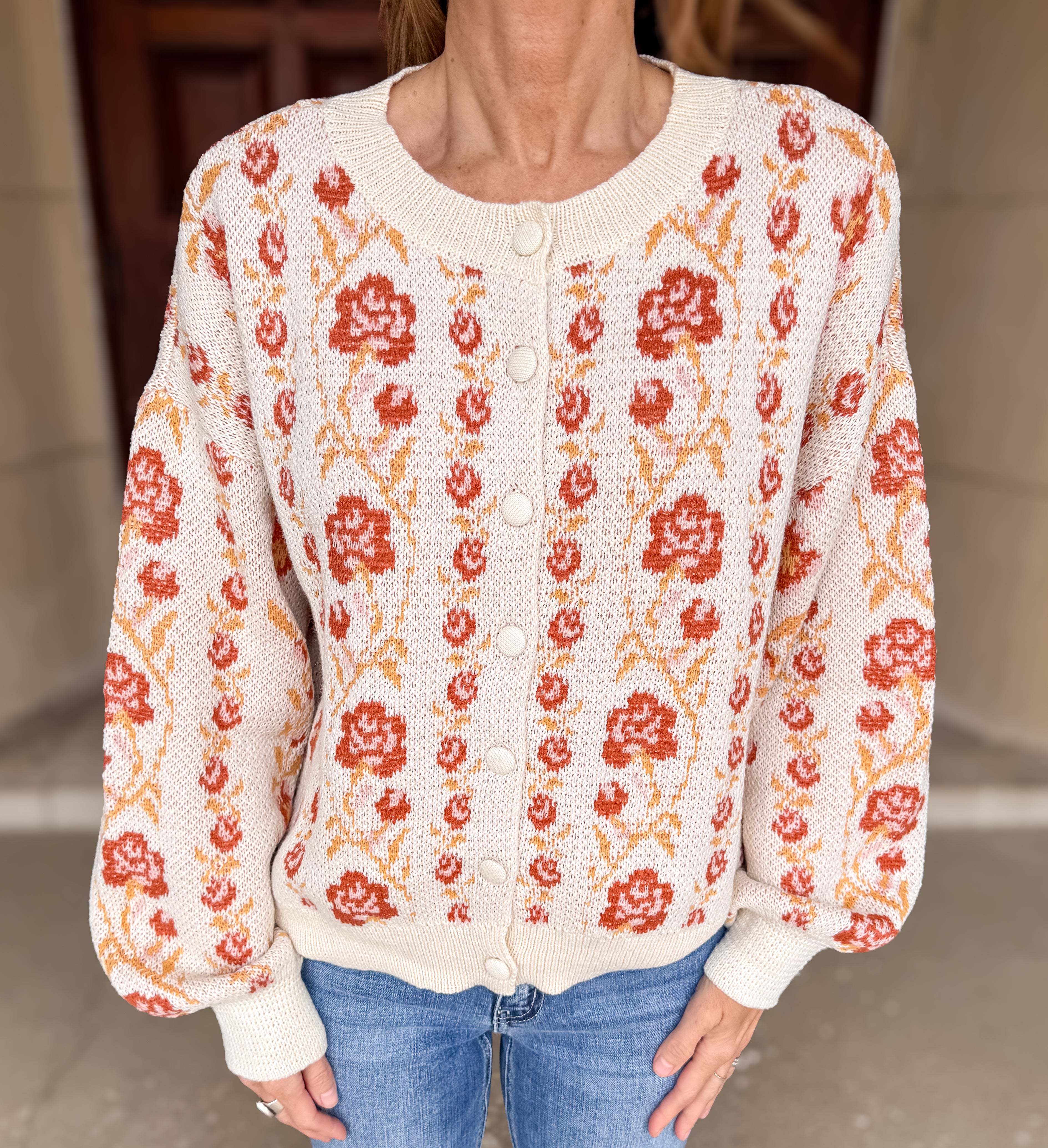 Marjorie Floral Button Cardigan