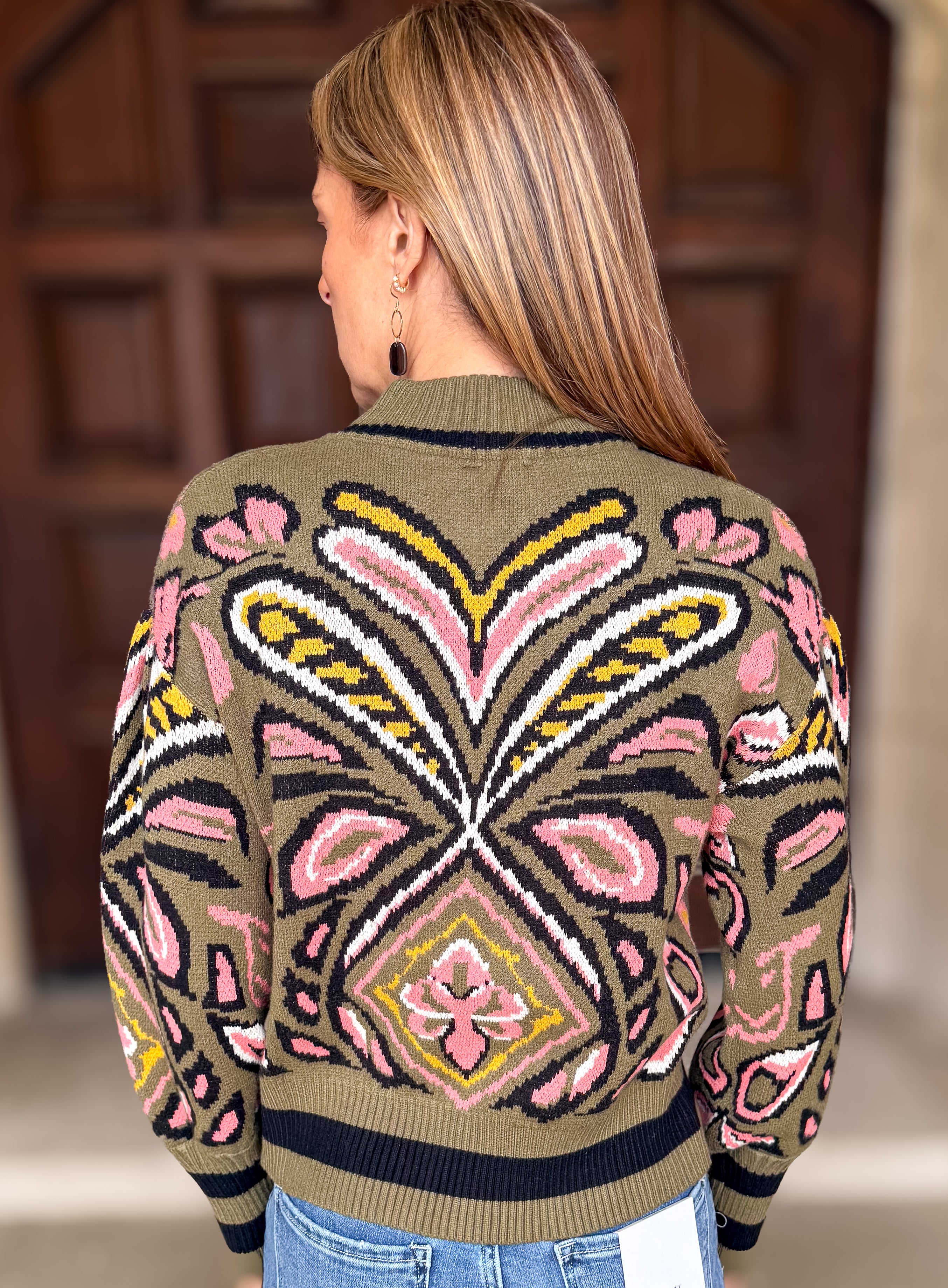 Theda Patterned Stripe Hem Sweater