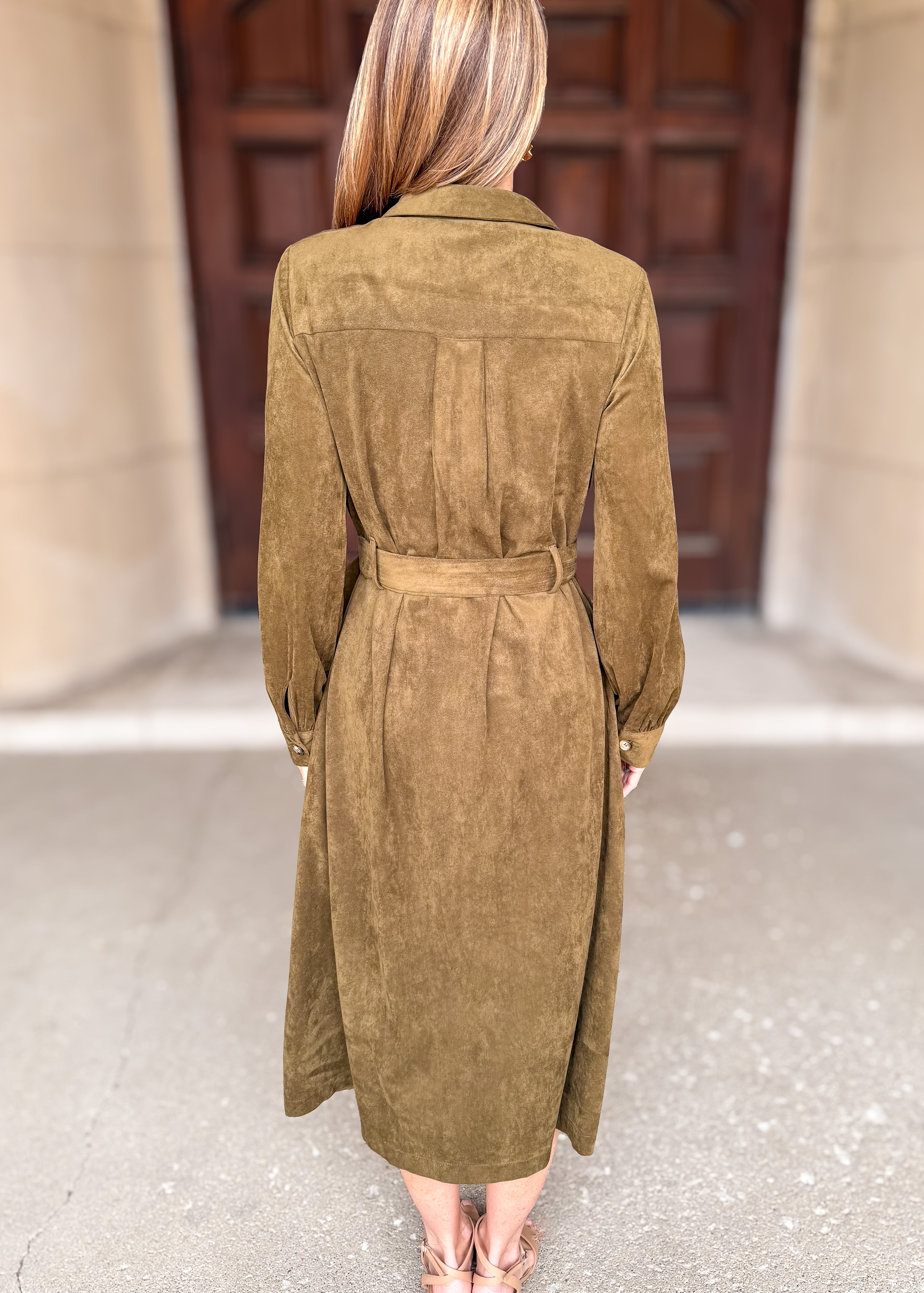 Francine Suede Belted Shirt Dress
