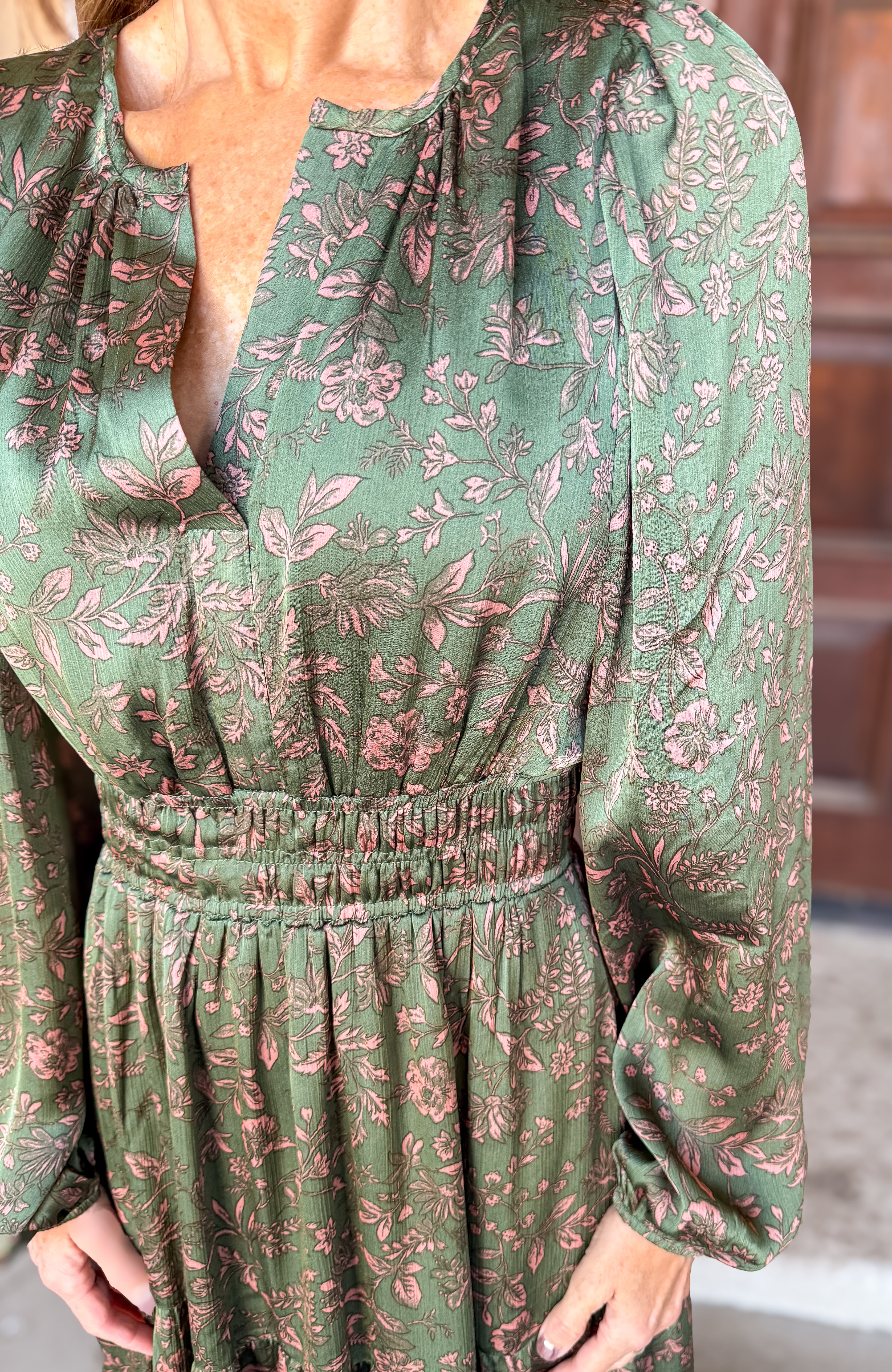 Palmer Satin Floral Tiered Dress