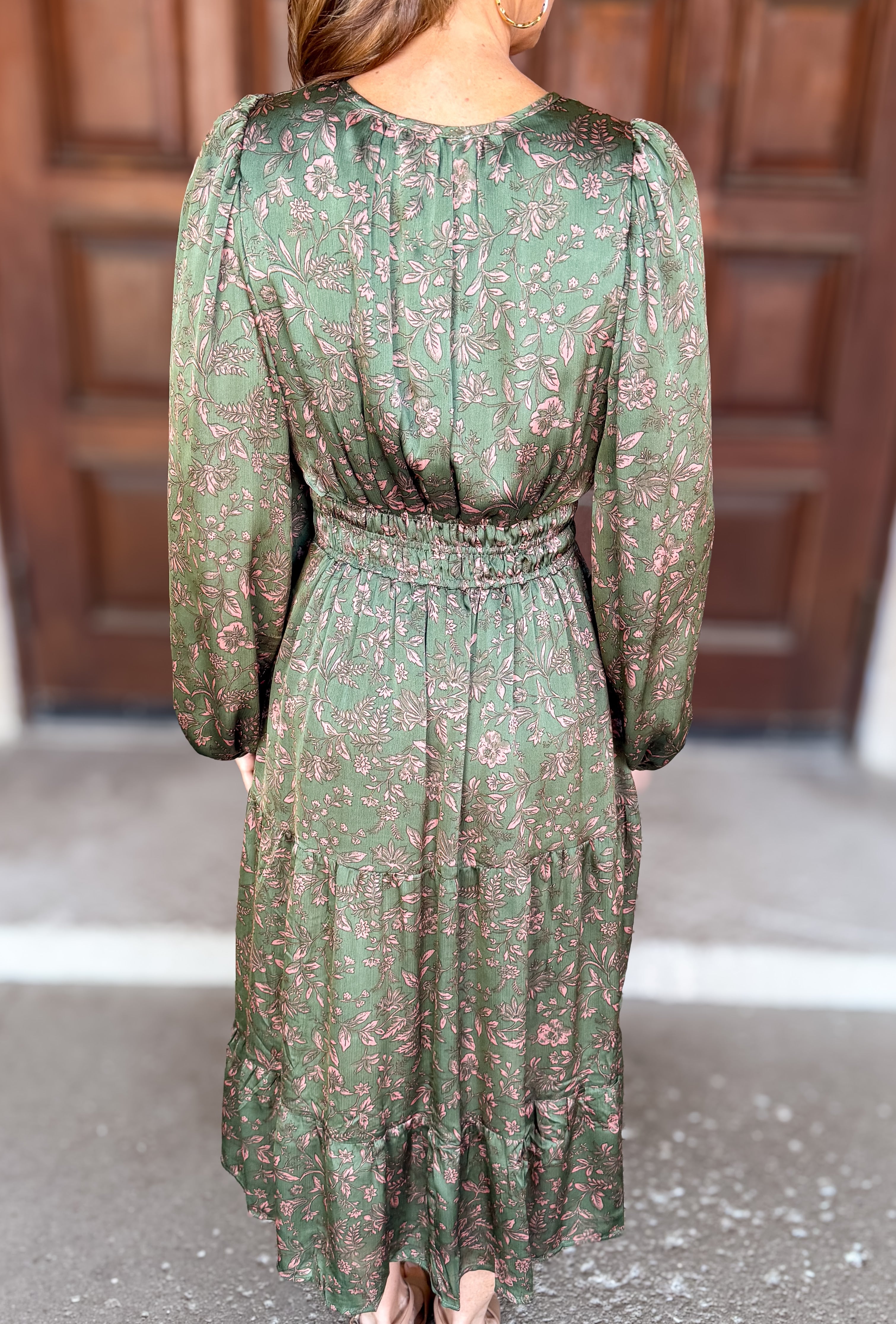 Palmer Satin Floral Tiered Dress