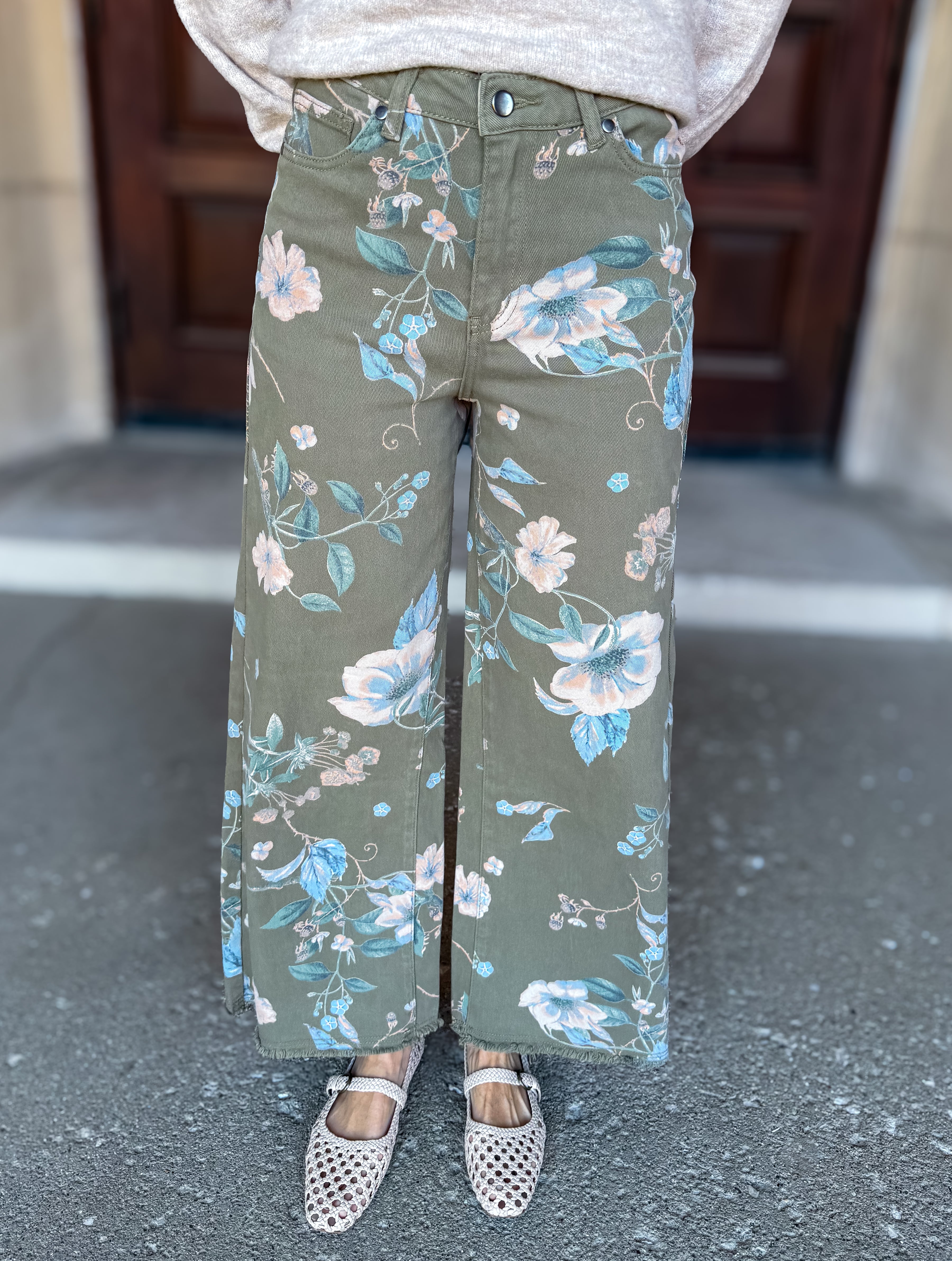 Eira Floral Print Wide Leg Jeans