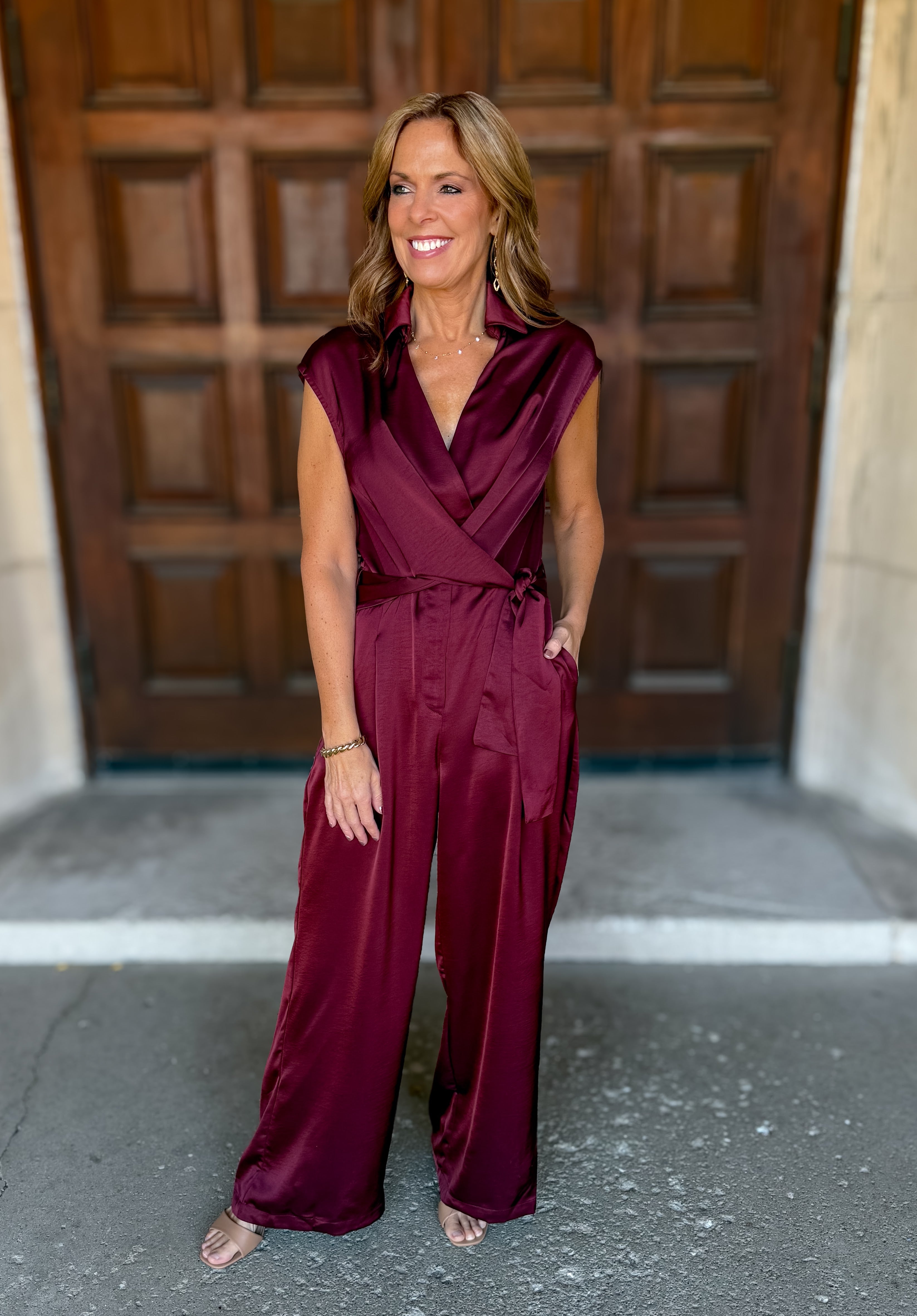 Mariana Collared Tie Waist Jumpsuit