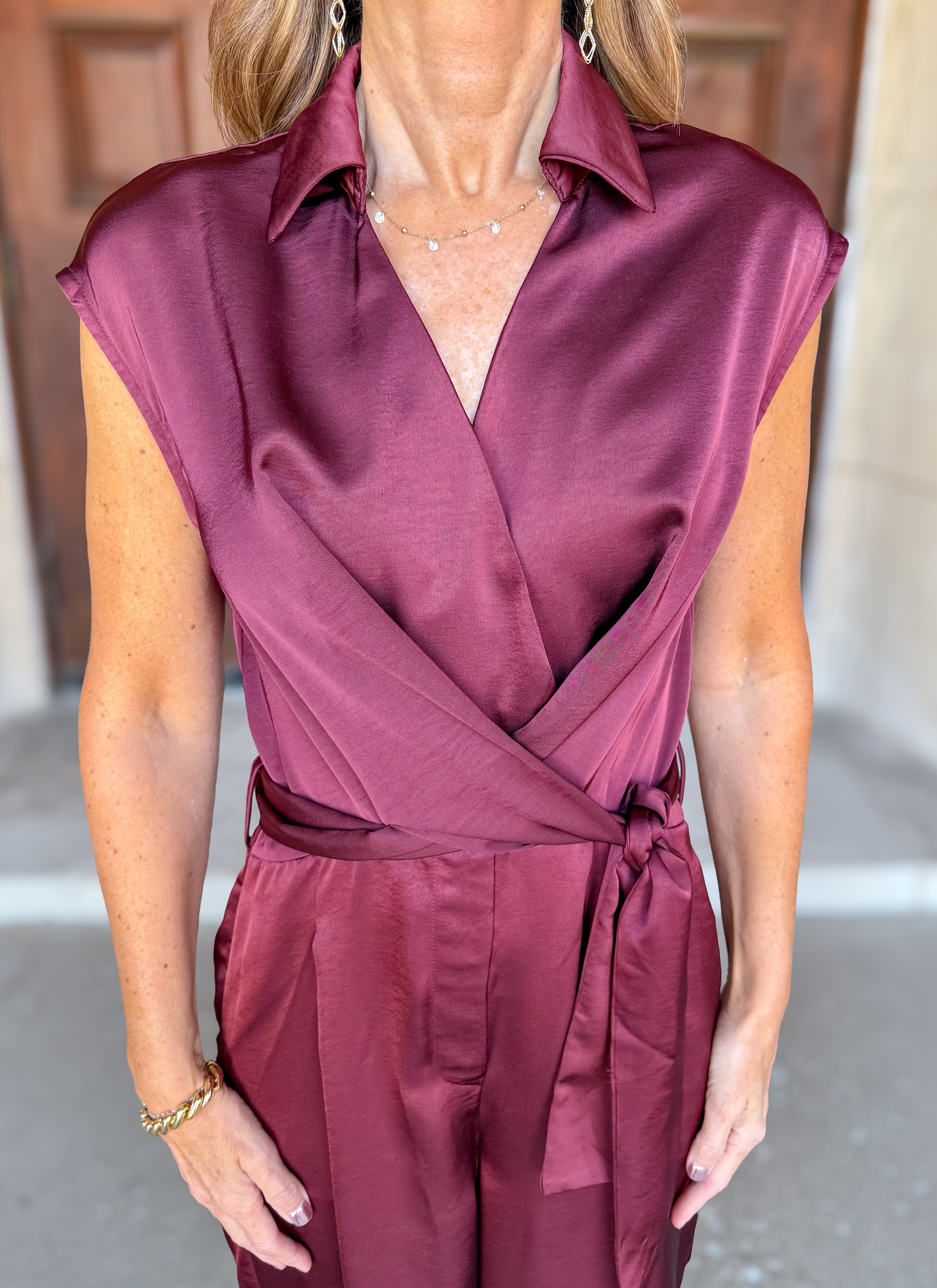 Mariana Collared Tie Waist Jumpsuit