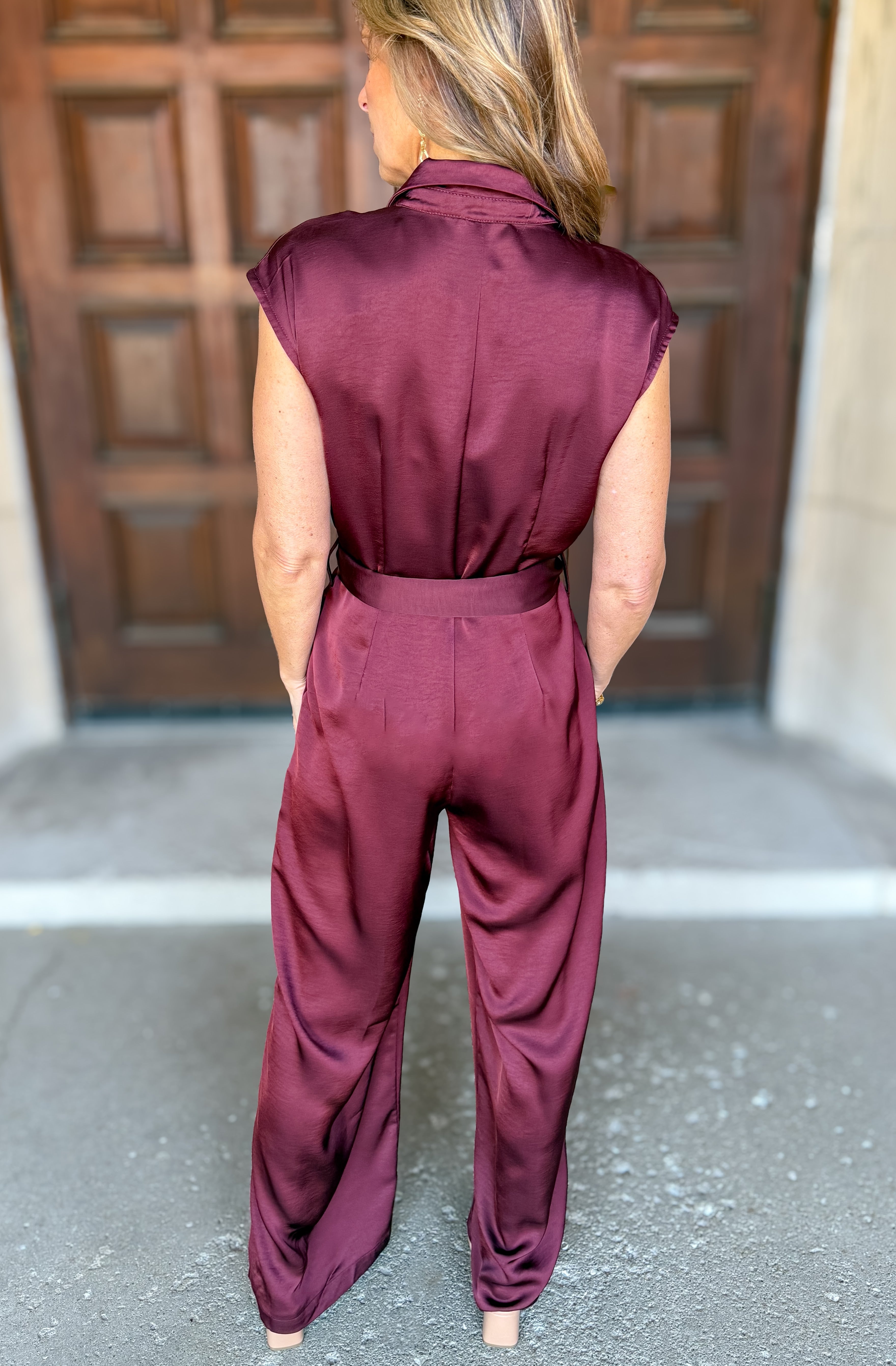 Mariana Collared Tie Waist Jumpsuit