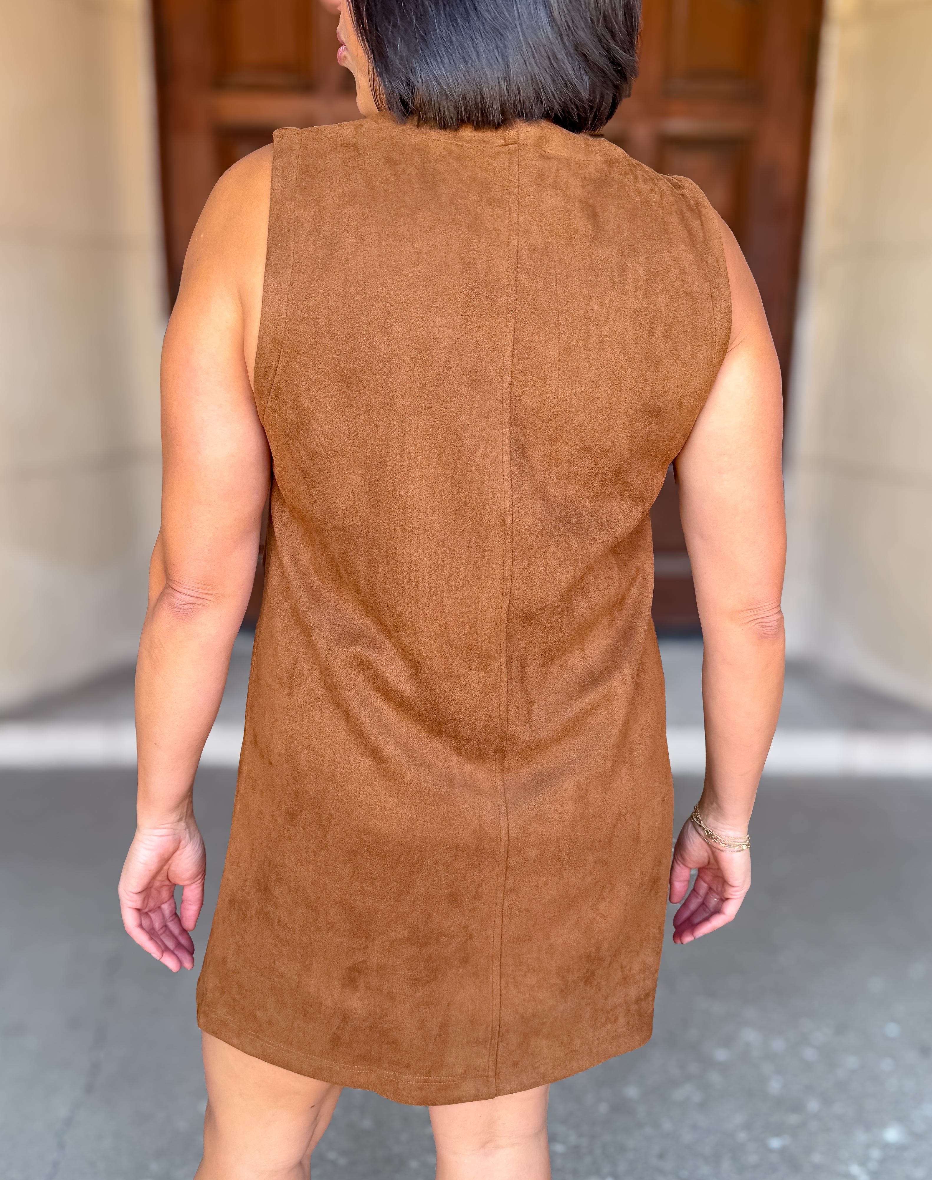 Calla Suede Button Shift Dress