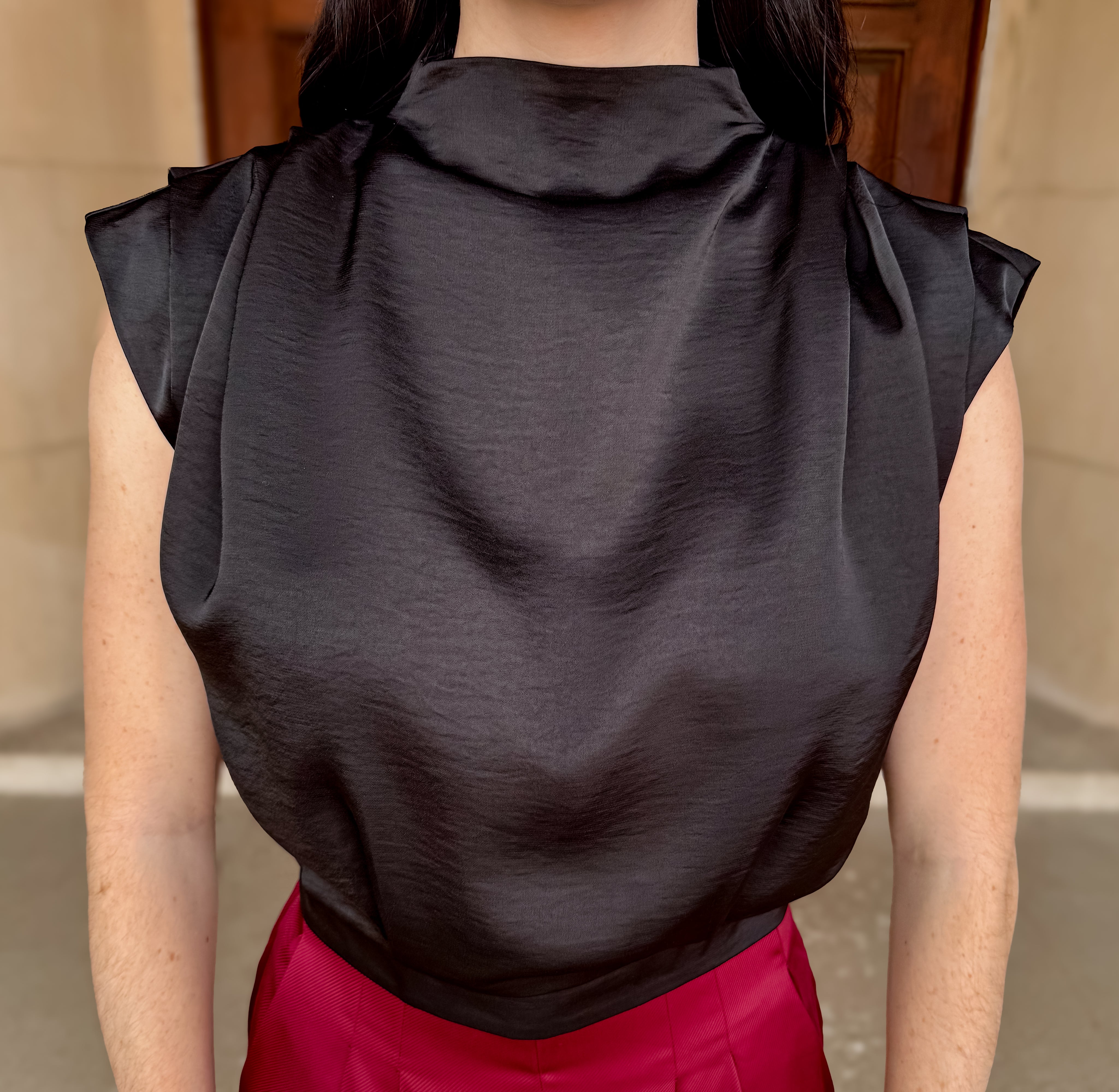 Dakota Satin Pleated Crop Top