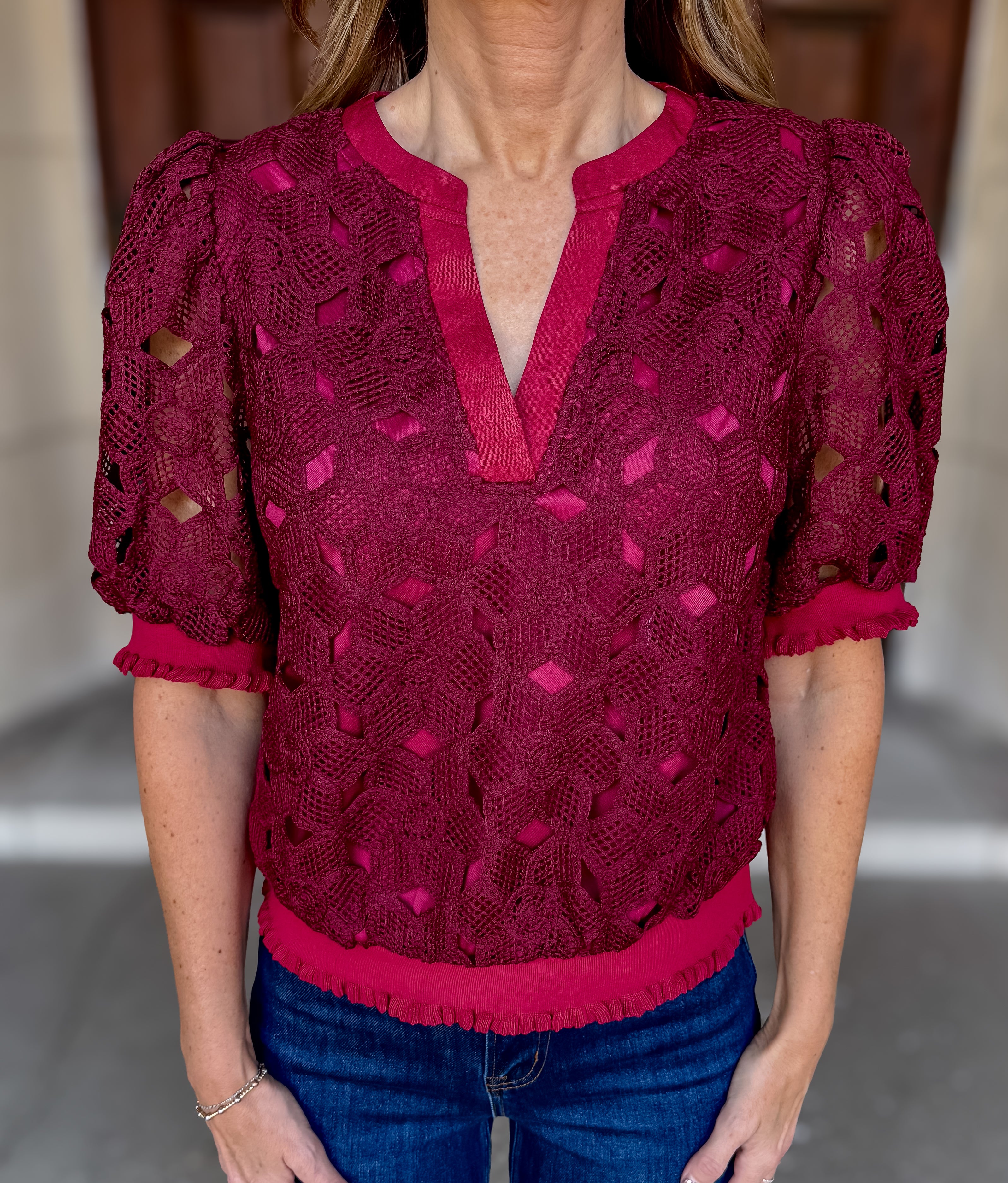 Jillian Floral Crochet Top