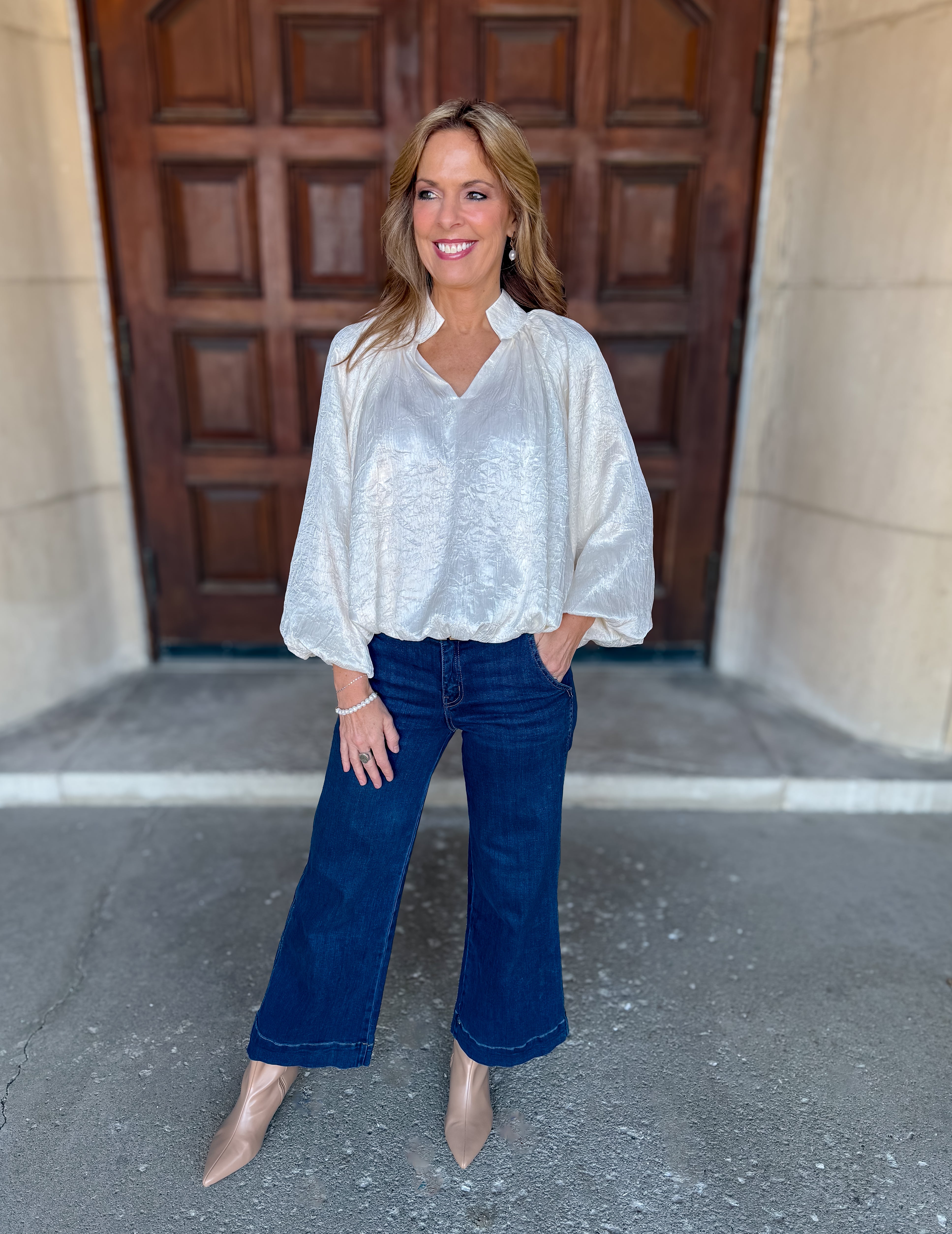 Violet Crinkle Bubble Top