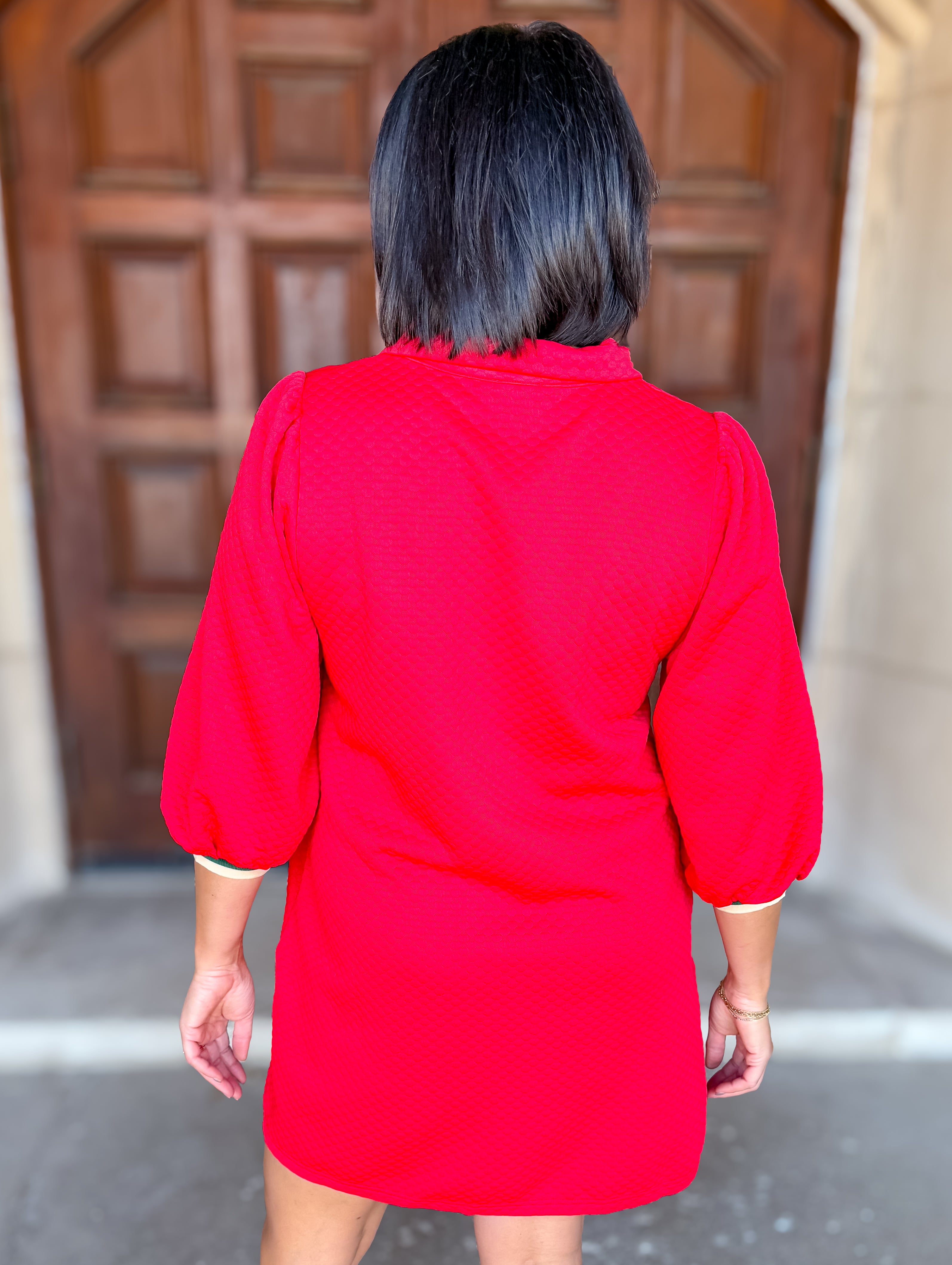 Sylvie Textured Contrast Trim Dress