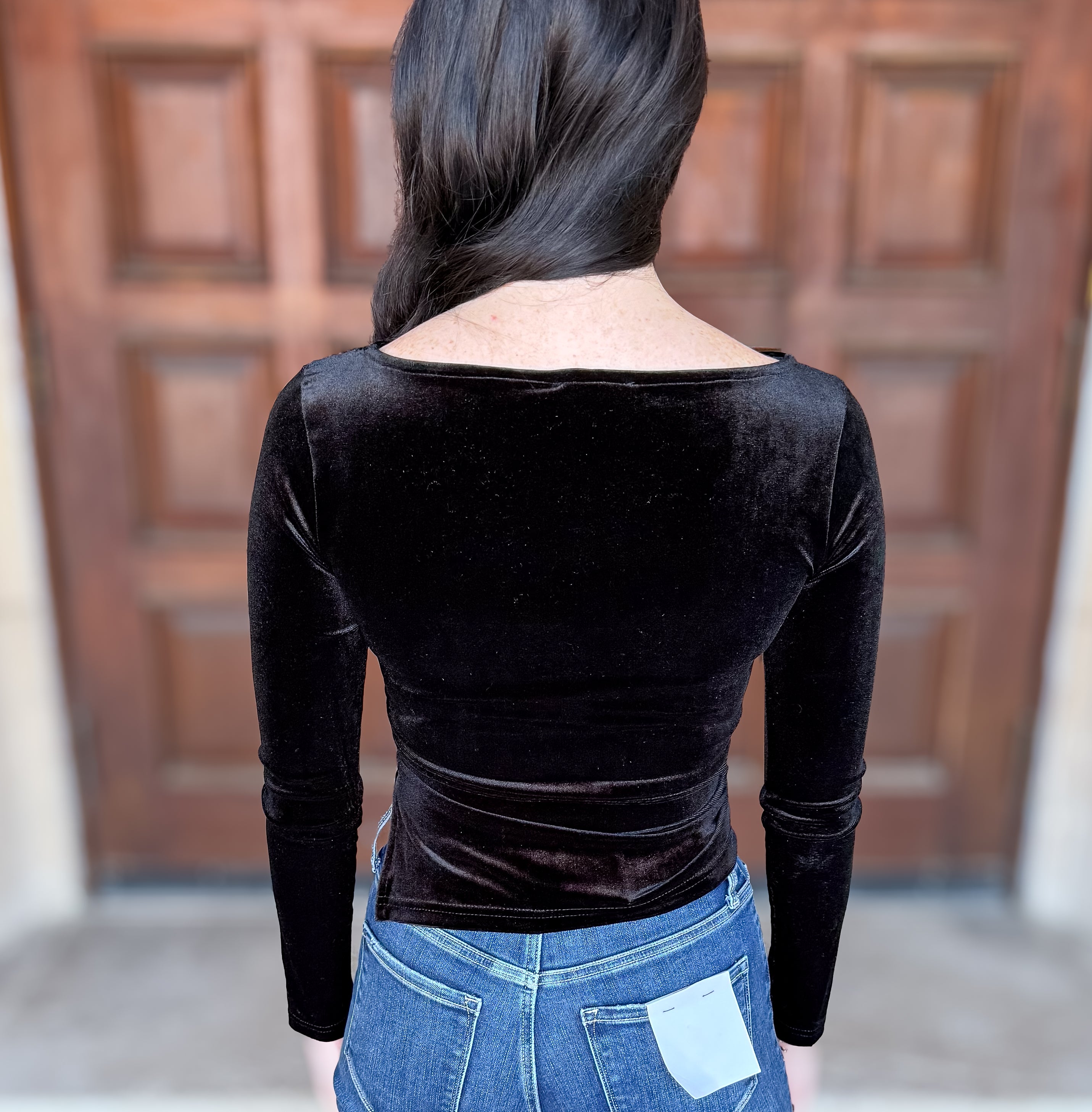 Glenn Ruched Velvet Top