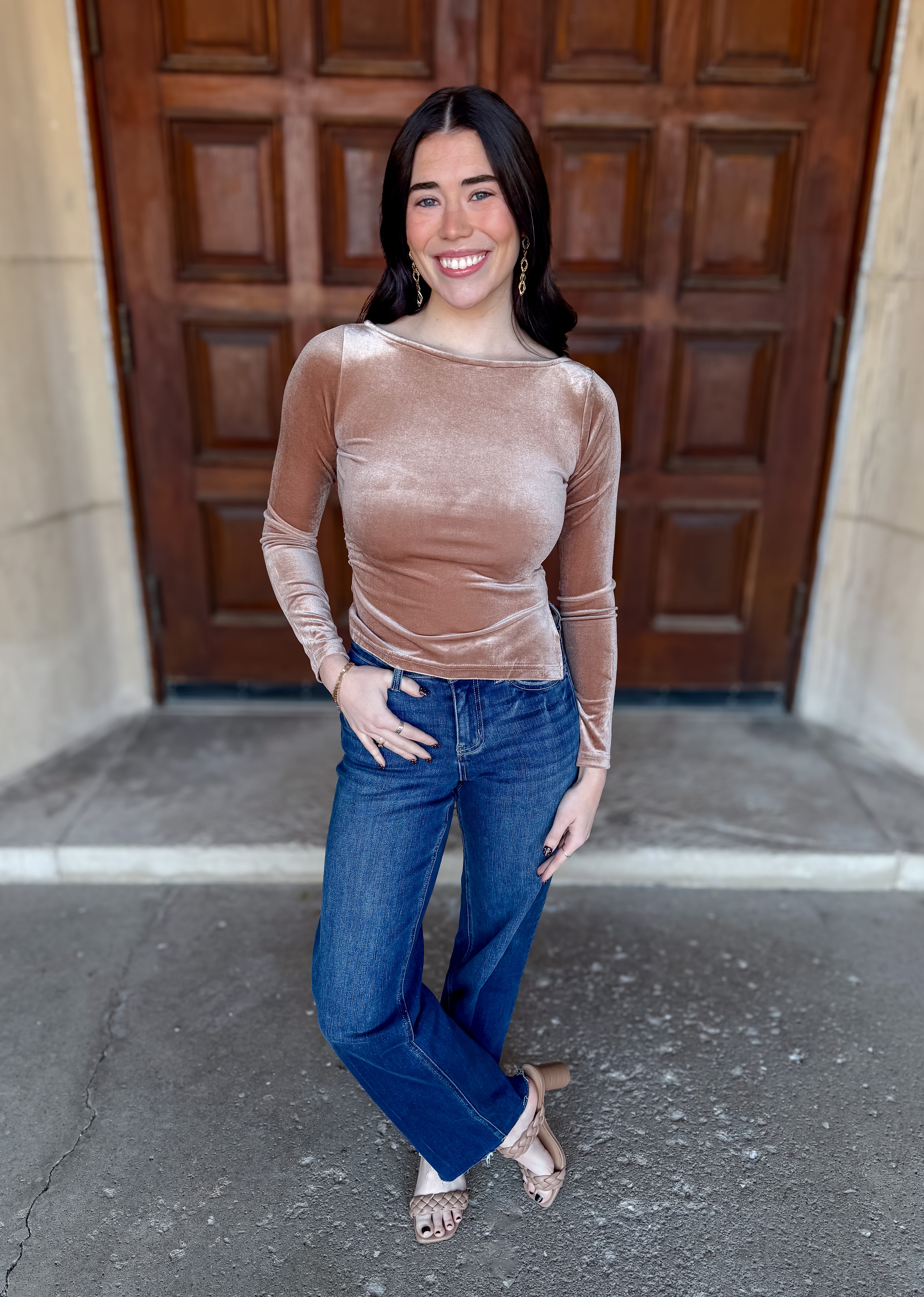 Glenn Ruched Velvet Top