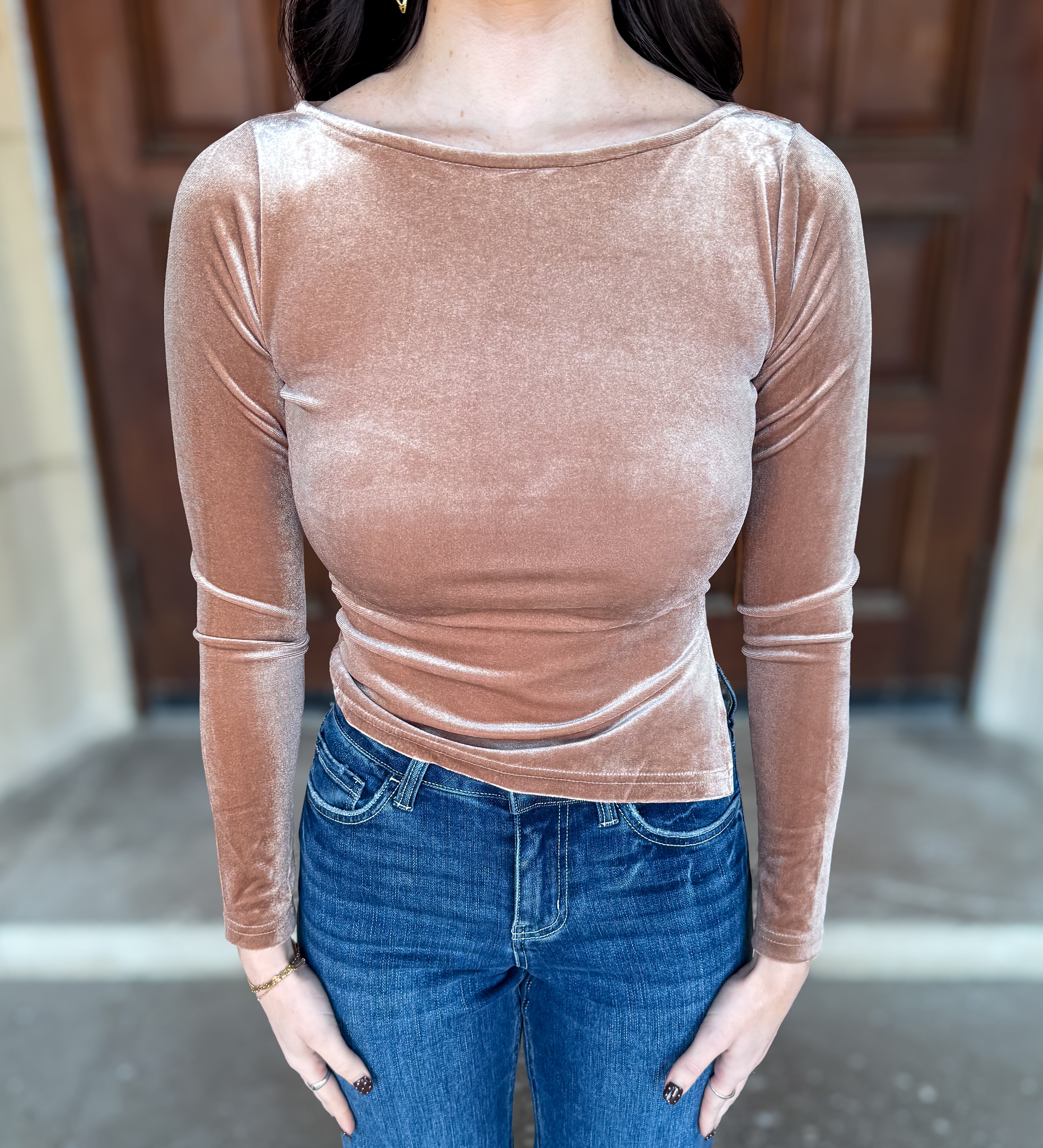 Glenn Ruched Velvet Top