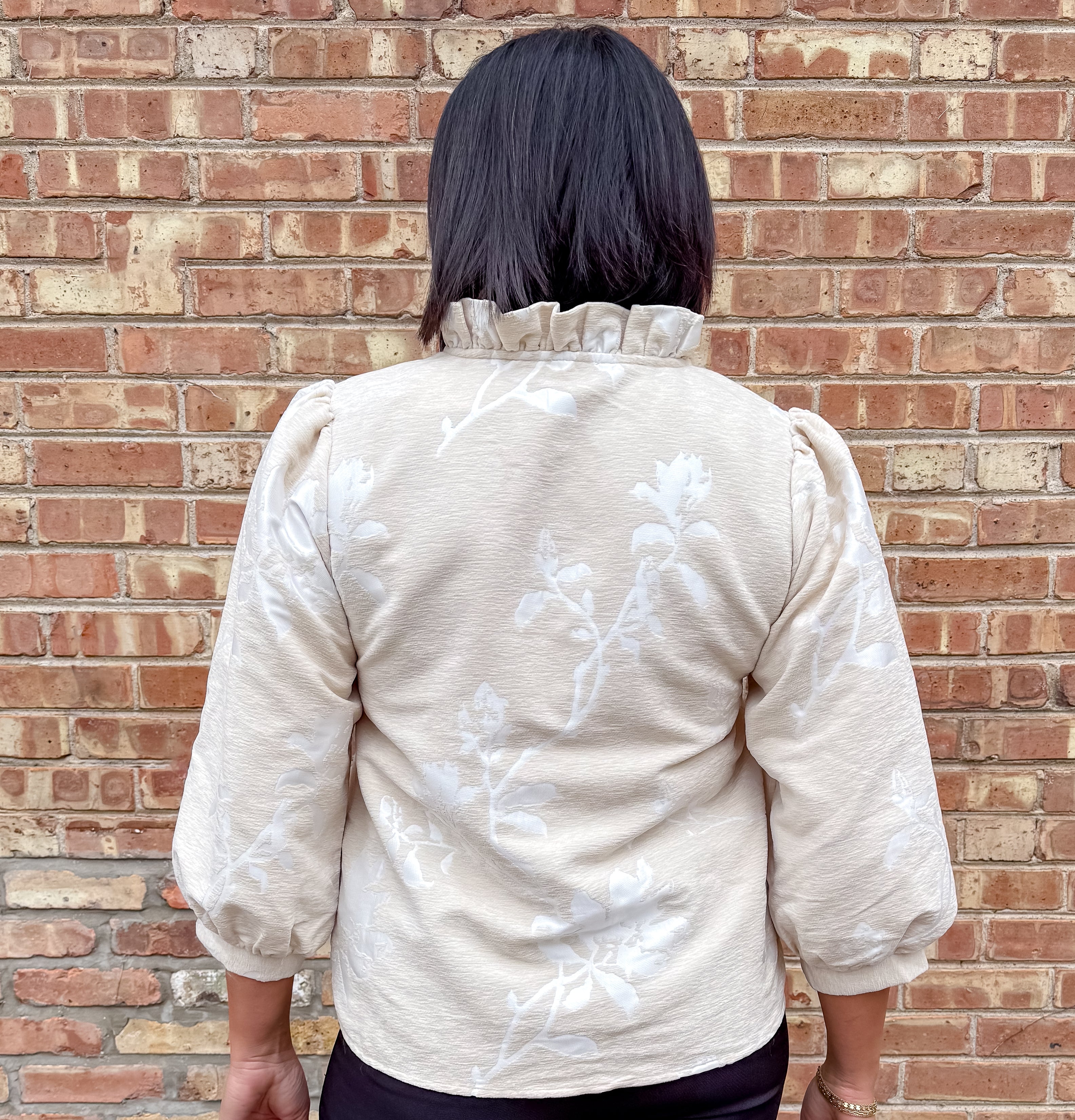 Azalea Jacquard Button Top