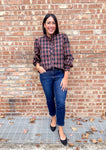 plaid top
mini ruffle plaid top
button top