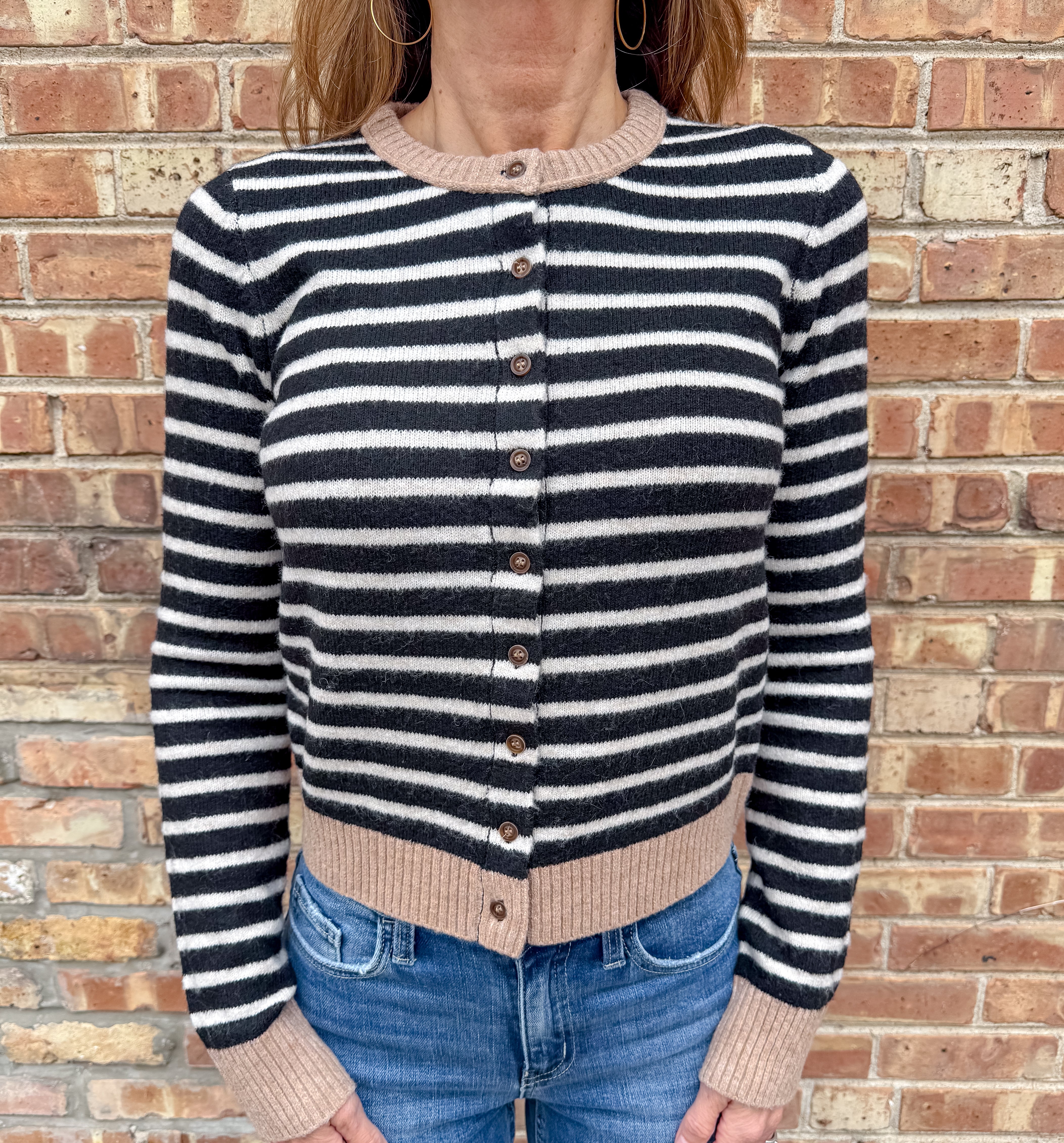 Hadlee Striped Contrast Trim Cardigan