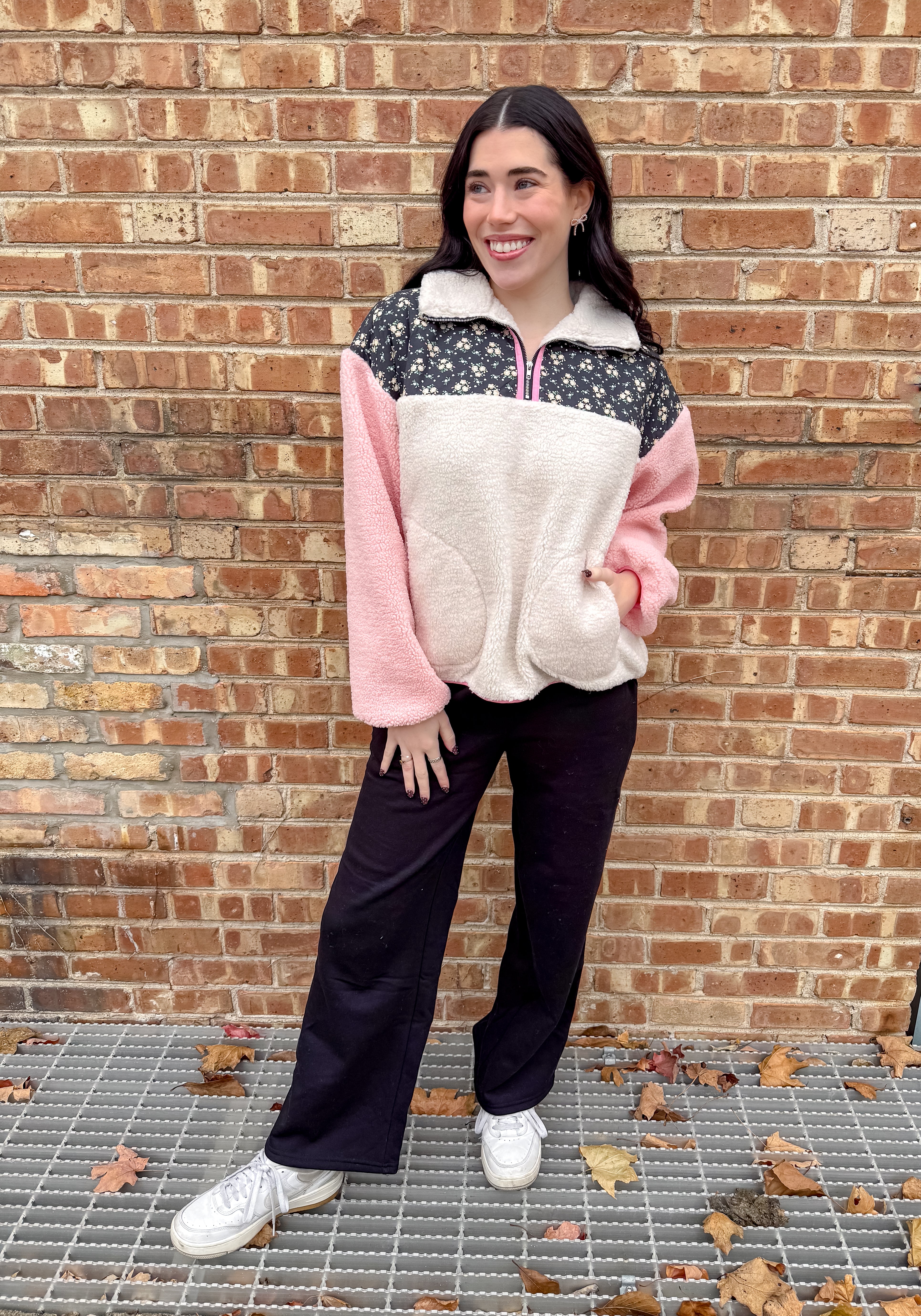 colorblock sherpa fleece
floral trim fleece
cozy 