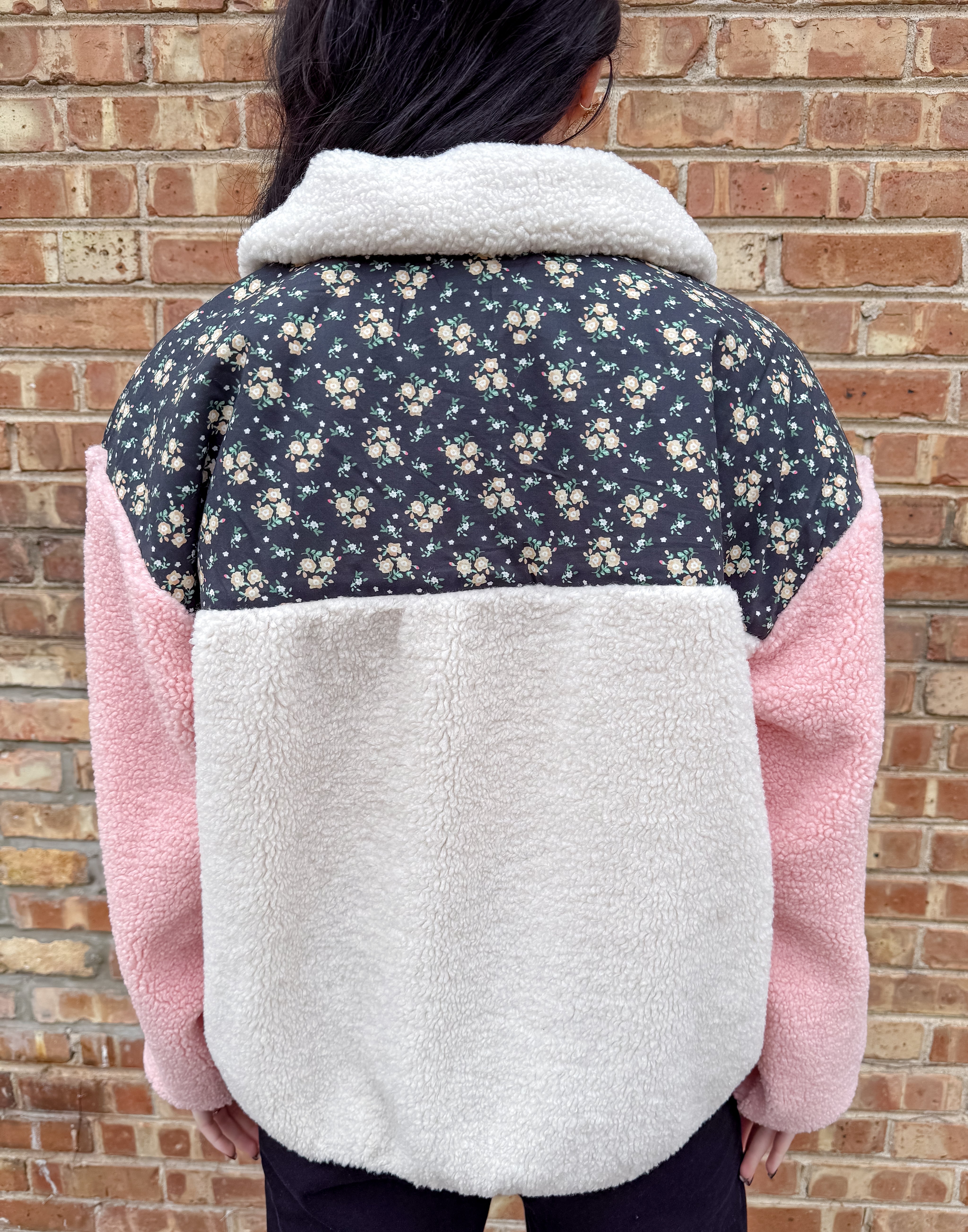 Kathy Color Block Floral Fleece