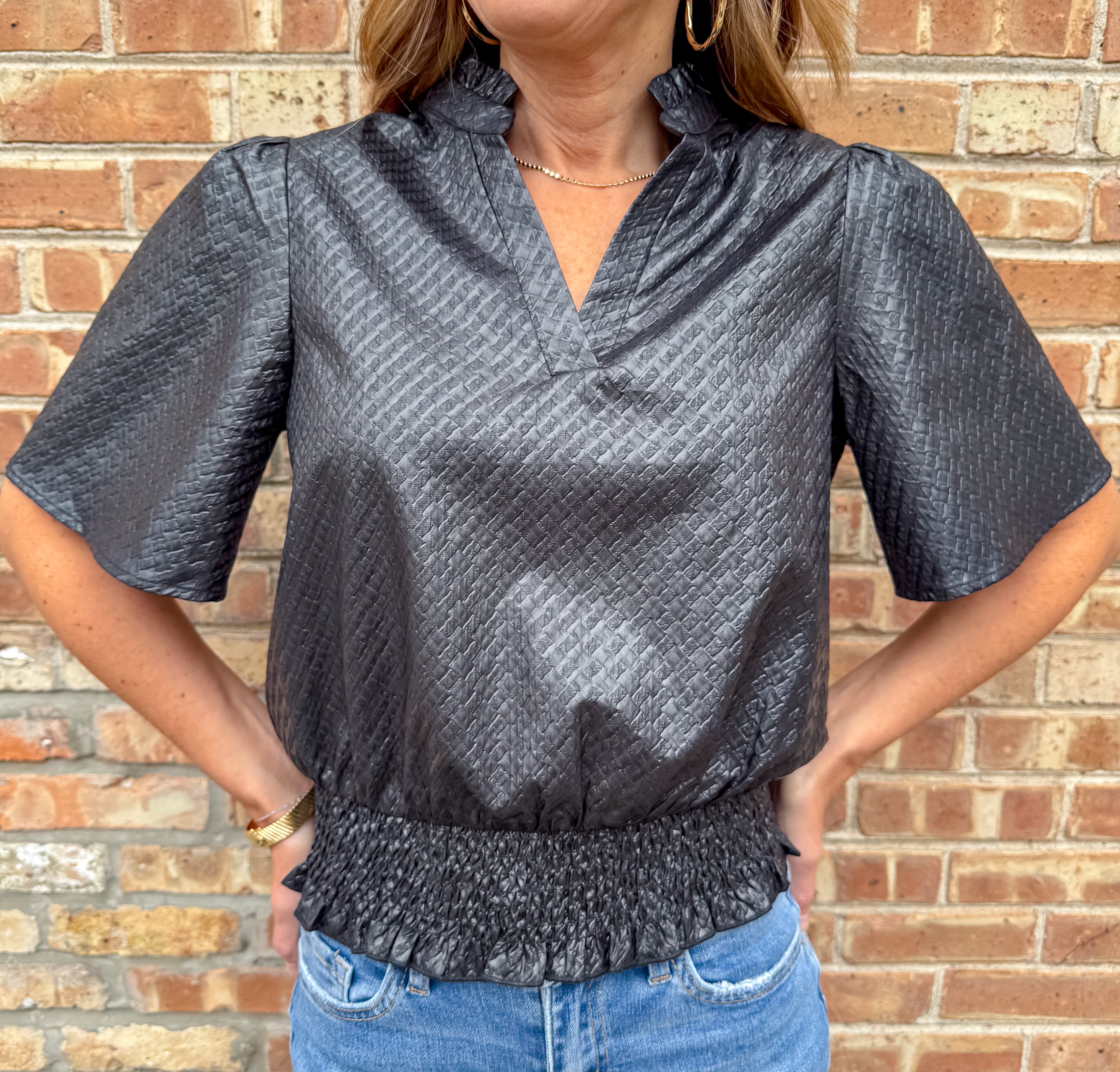 Joan Textured Smocked Top