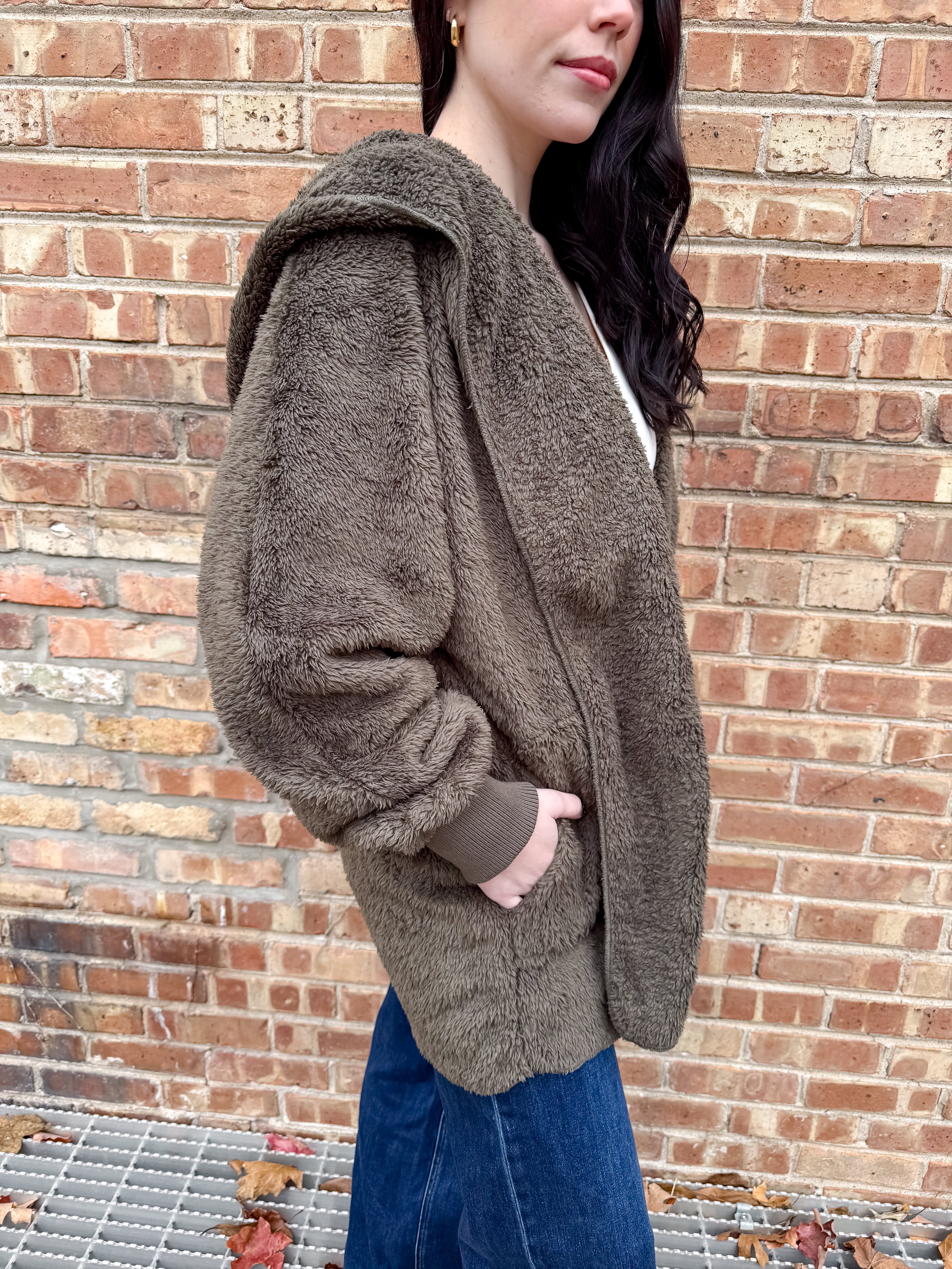 Camie Plush Open Hood Jacket