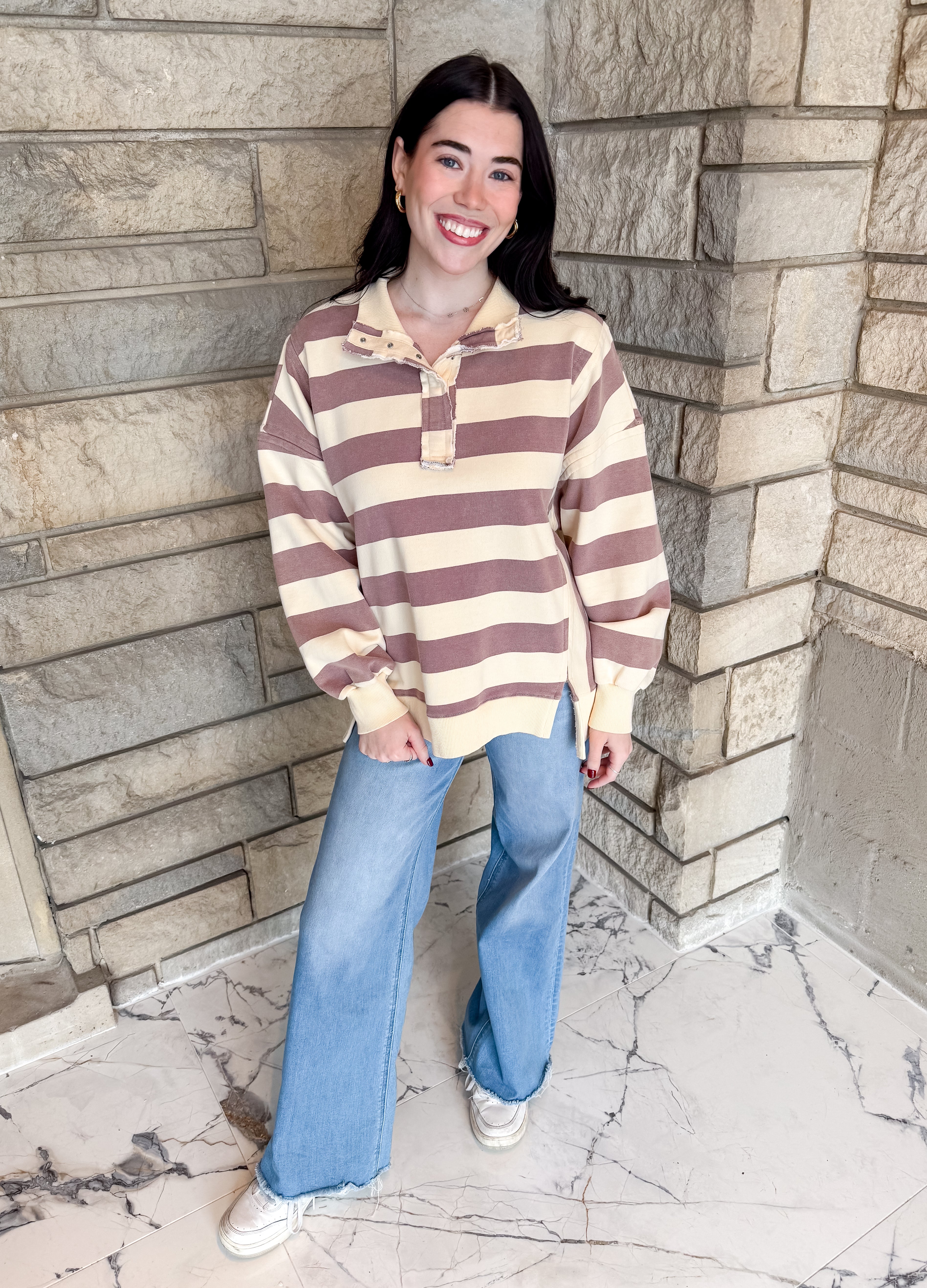 Remi Washed Striped Rugby Sweatshirt