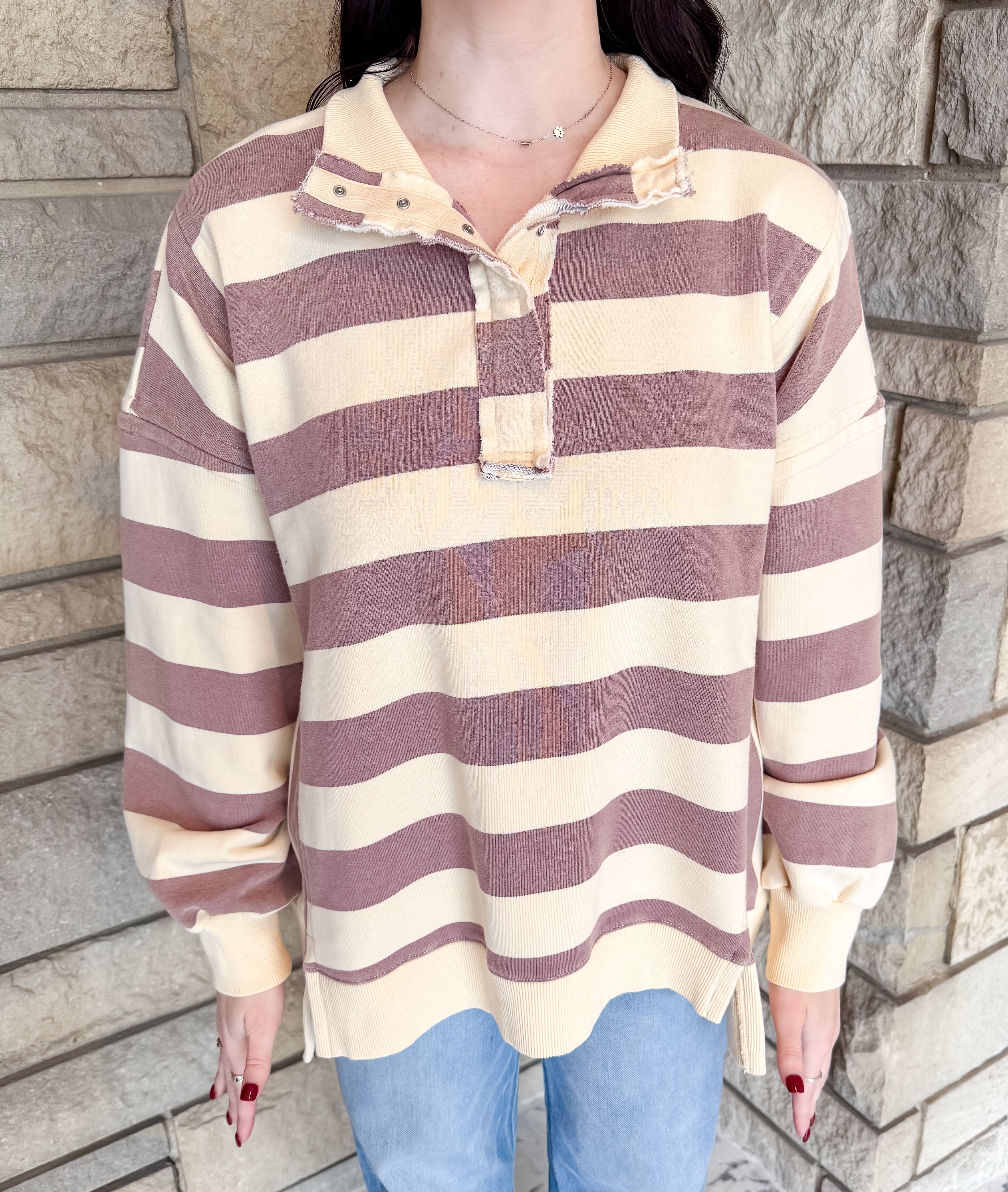 Remi Washed Striped Rugby Sweatshirt
