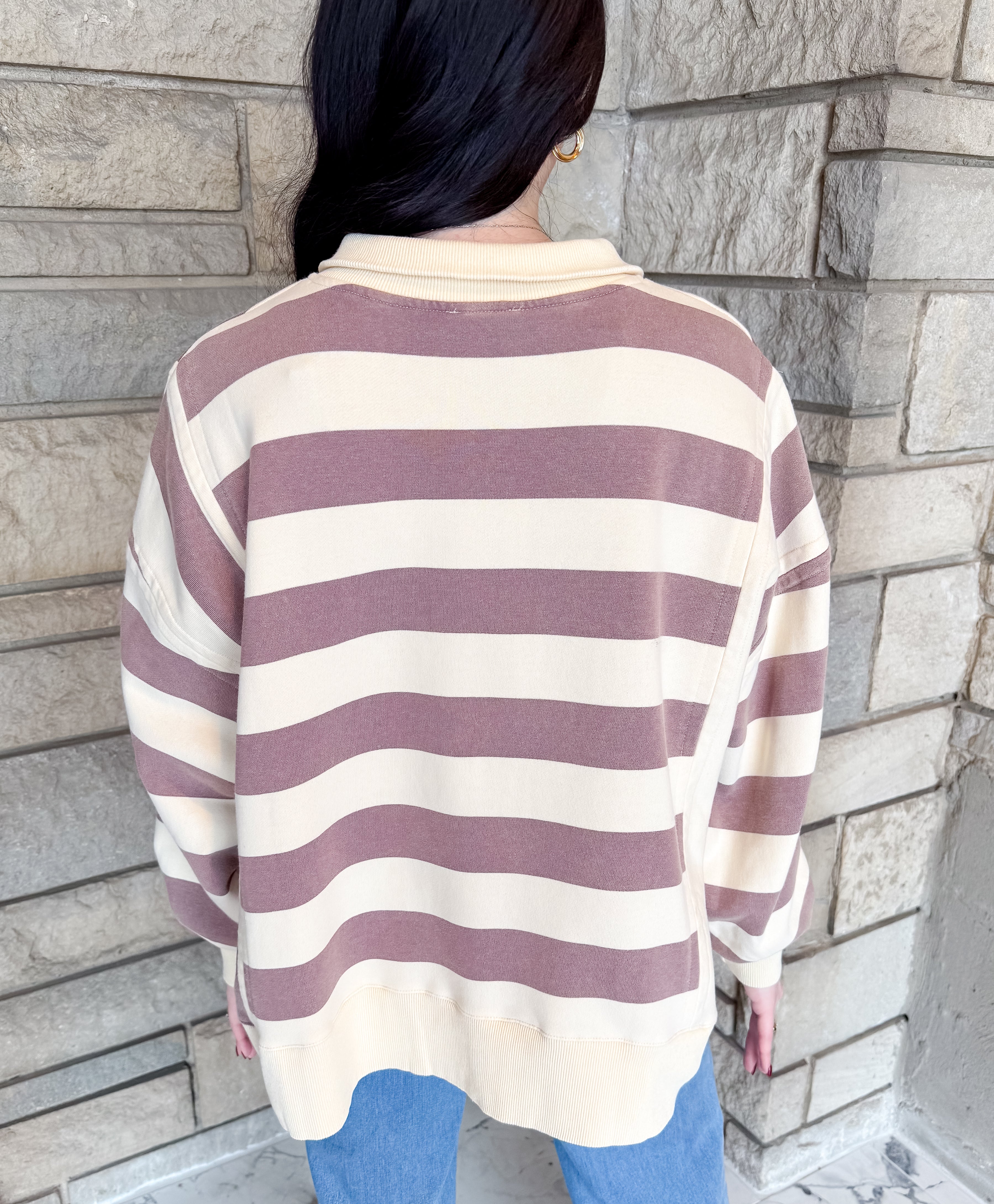 Remi Washed Striped Rugby Sweatshirt