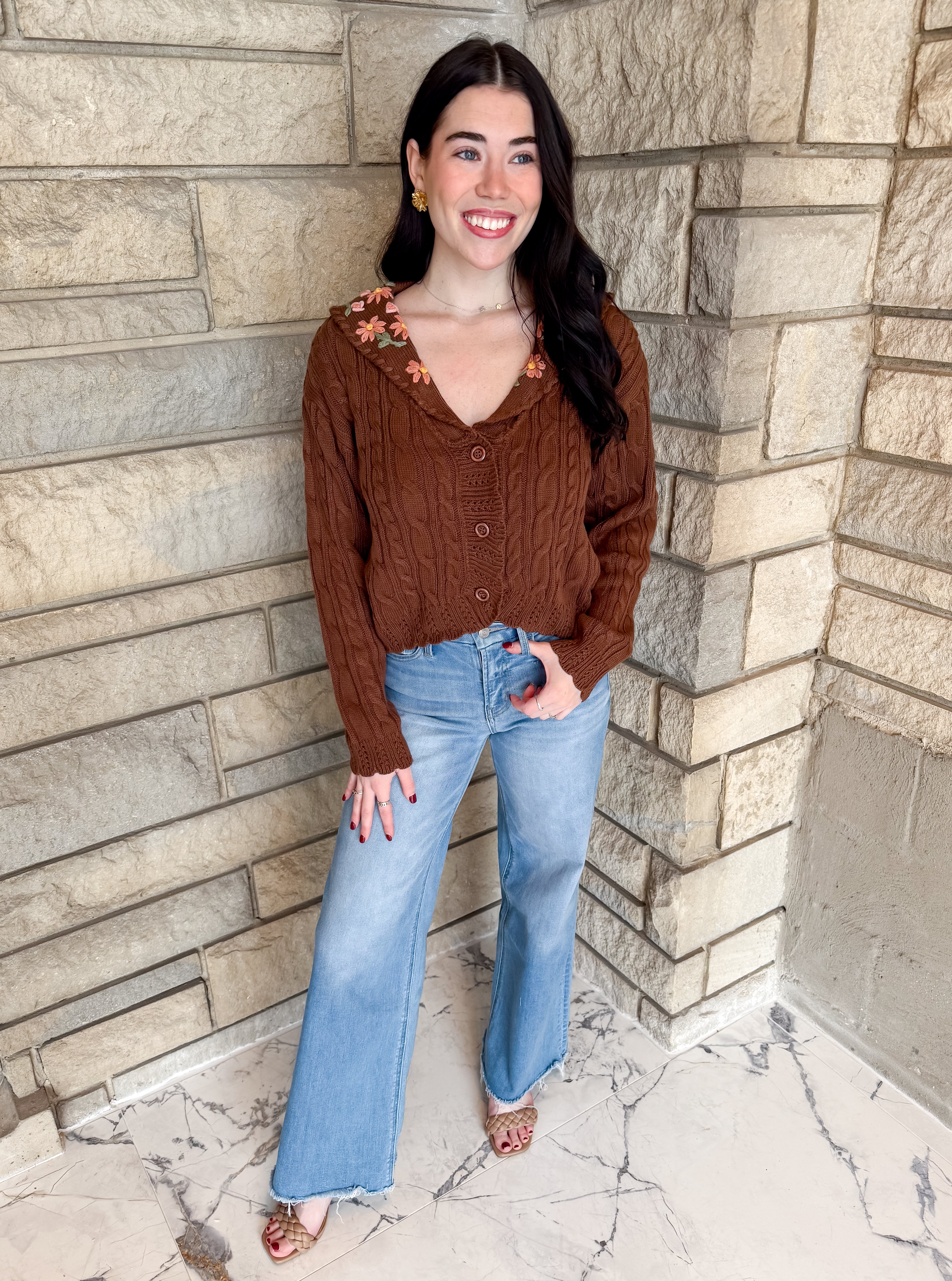 Diana Floral Embroidered Collar Cardigan