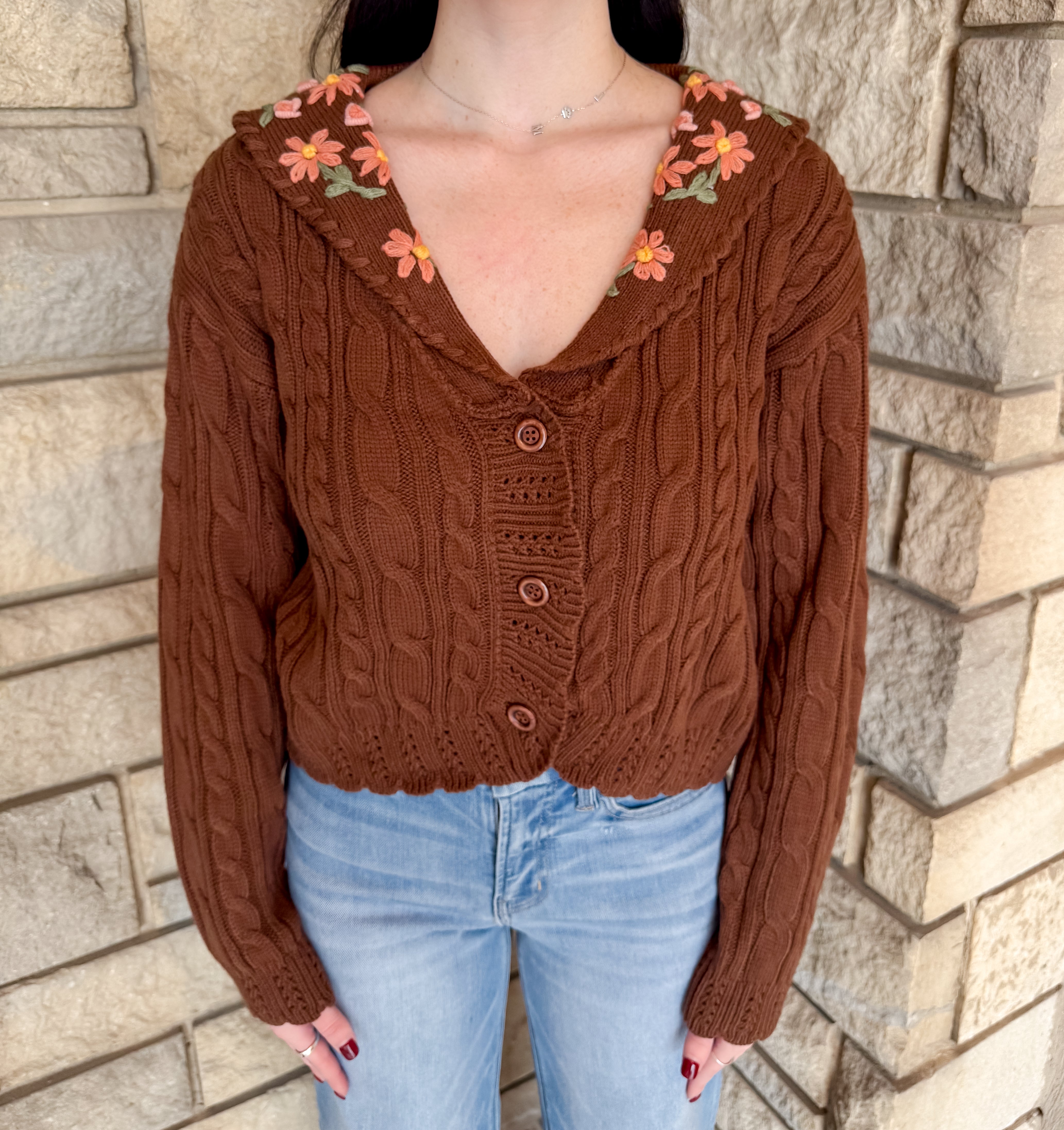 Diana Floral Embroidered Collar Cardigan