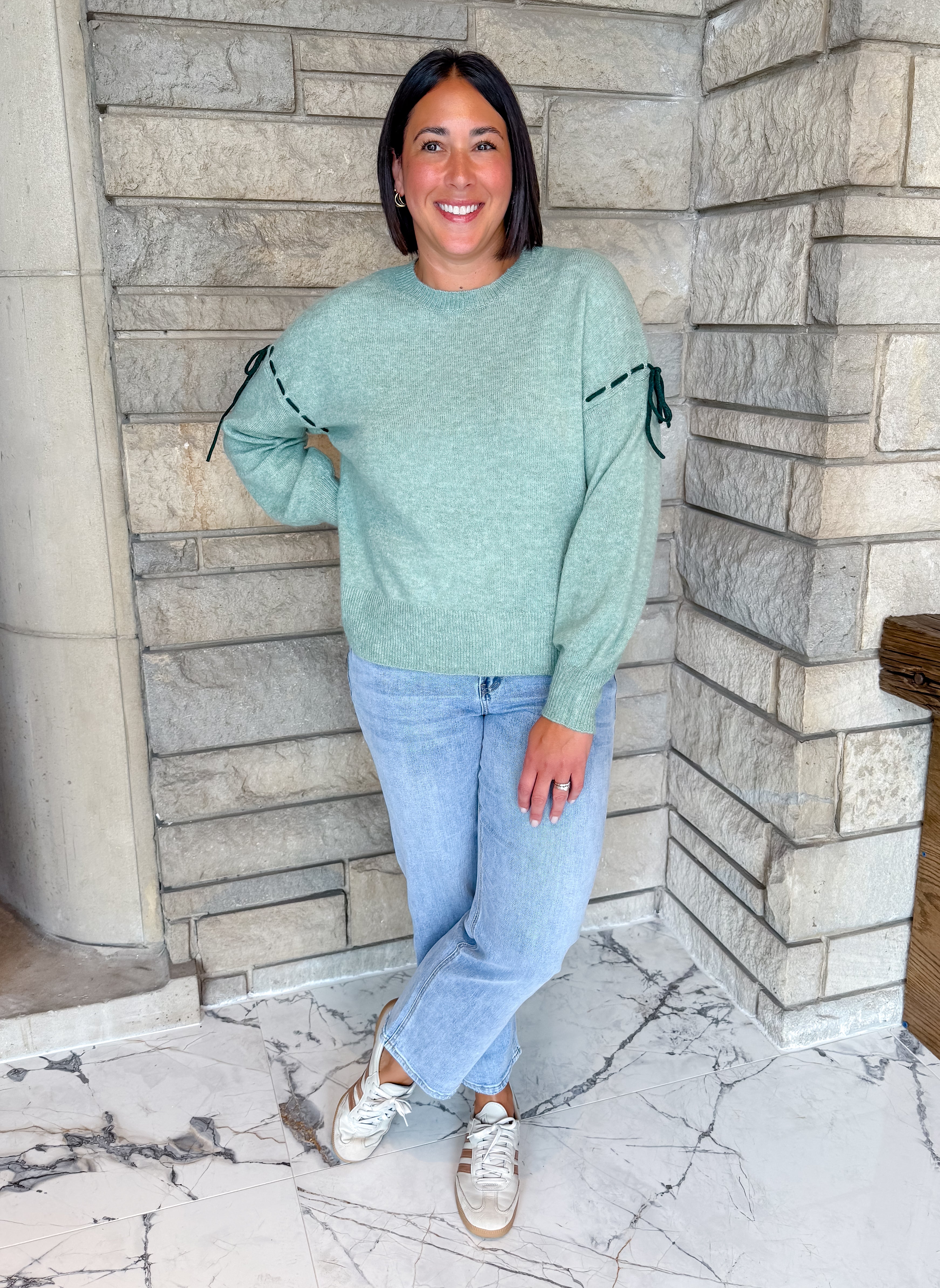 Autumn Stitch Tie Sleeve Sweater