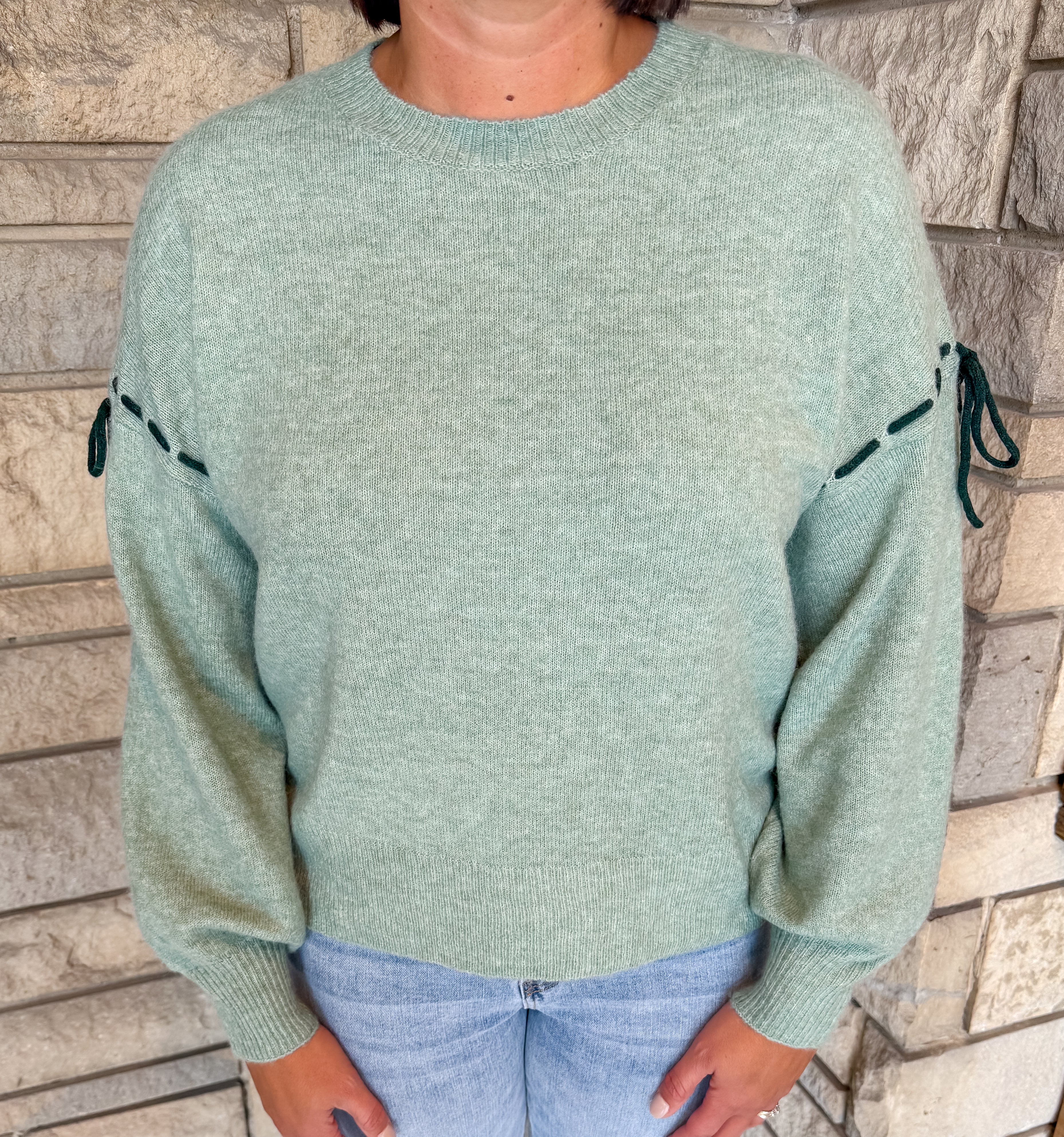 Autumn Stitch Tie Sleeve Sweater