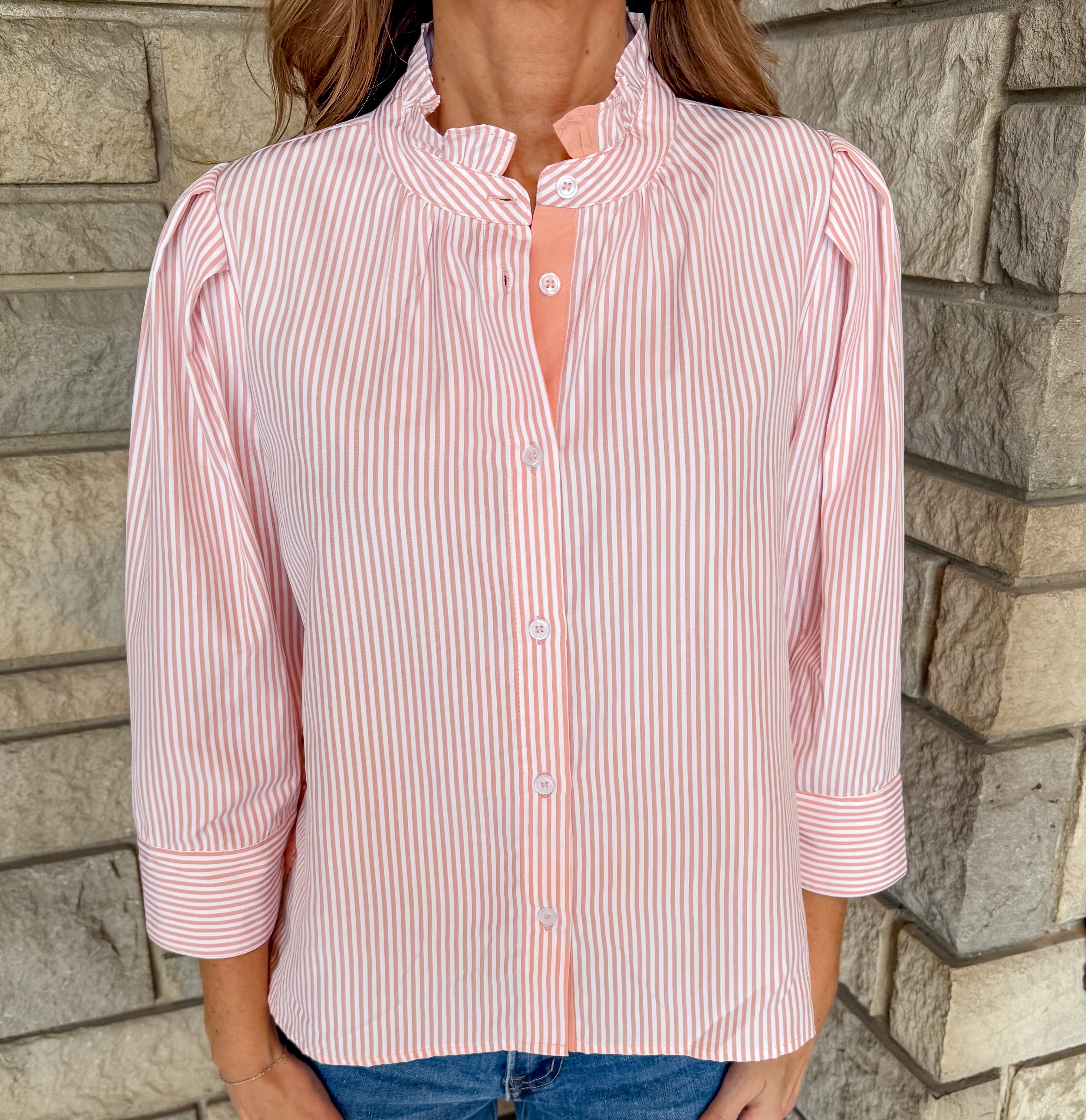 Cassie Striped Button Top