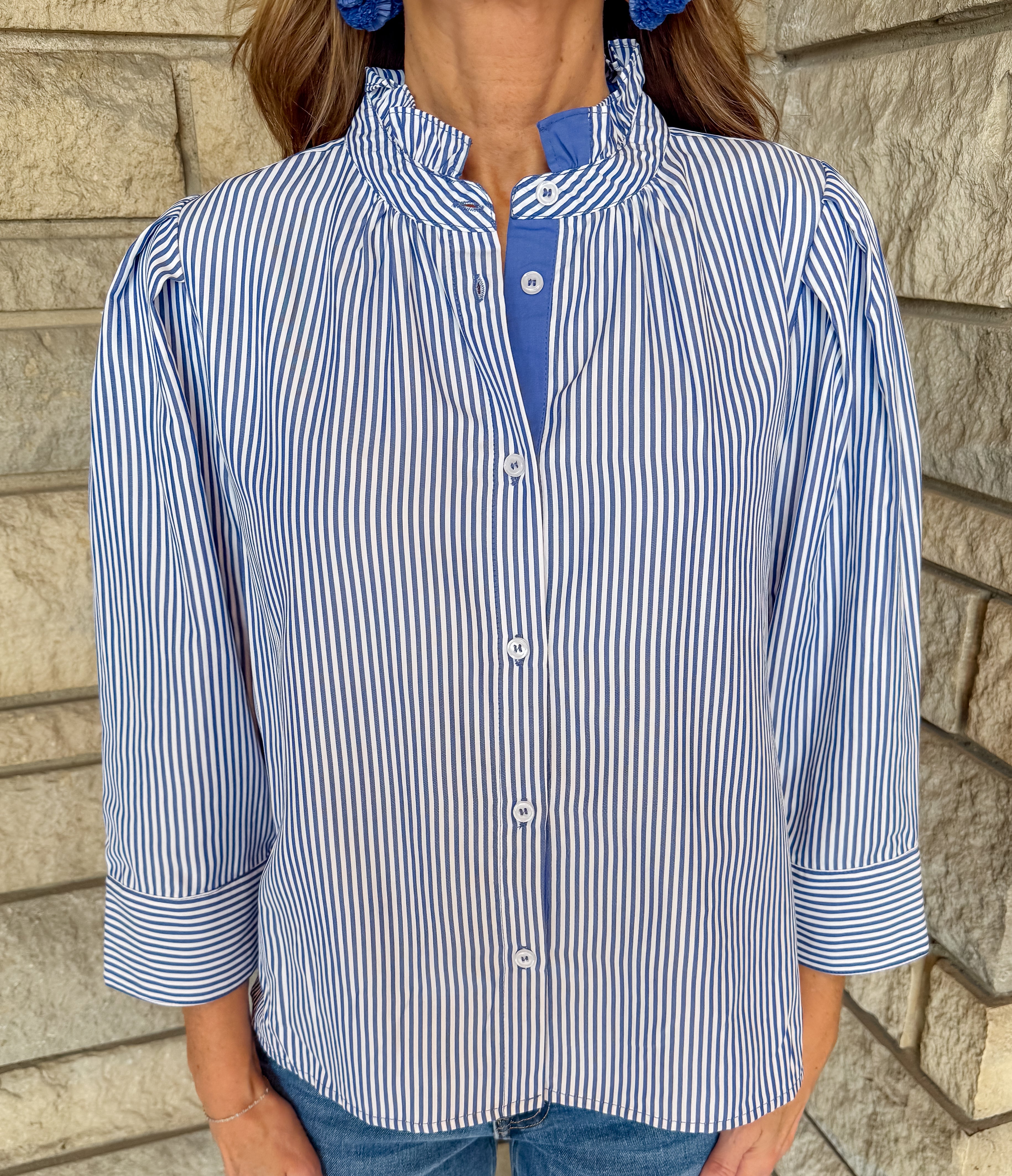 Cassie Striped Button Top