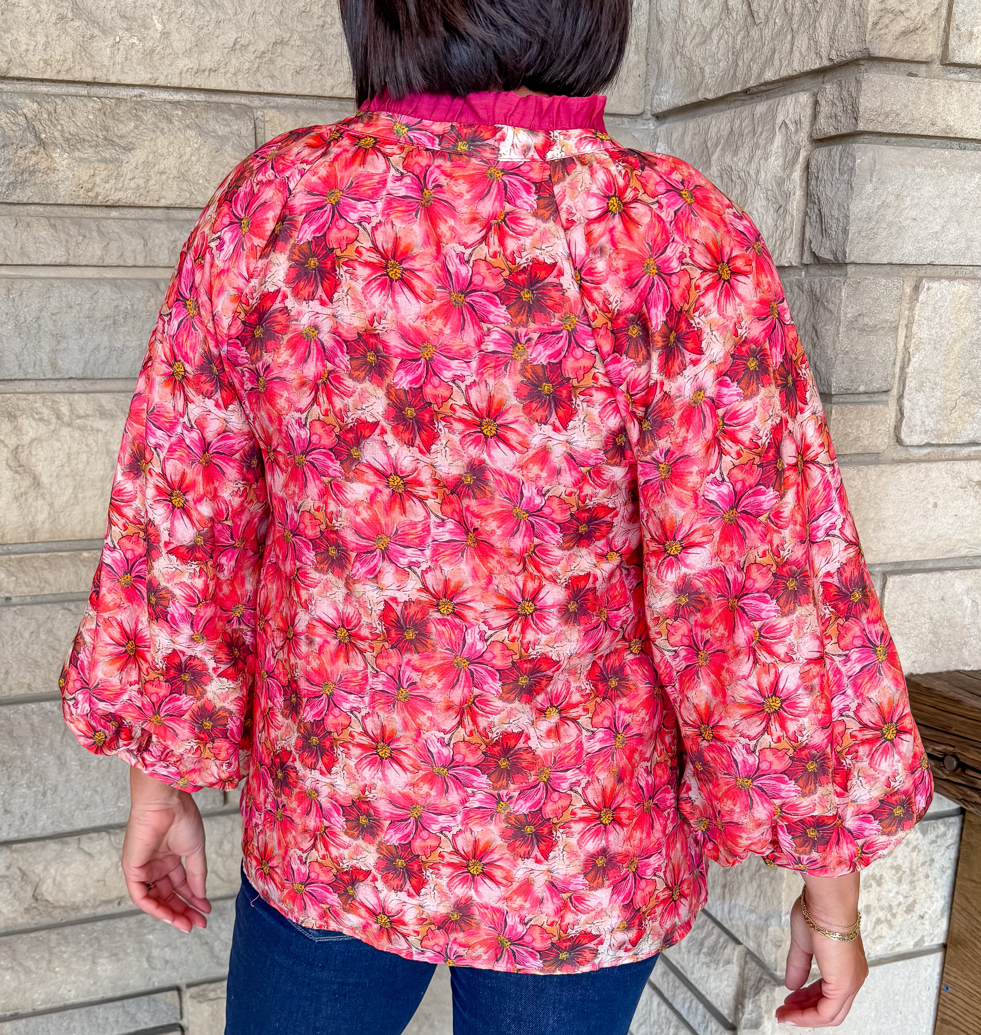 Annette Floral Button Top