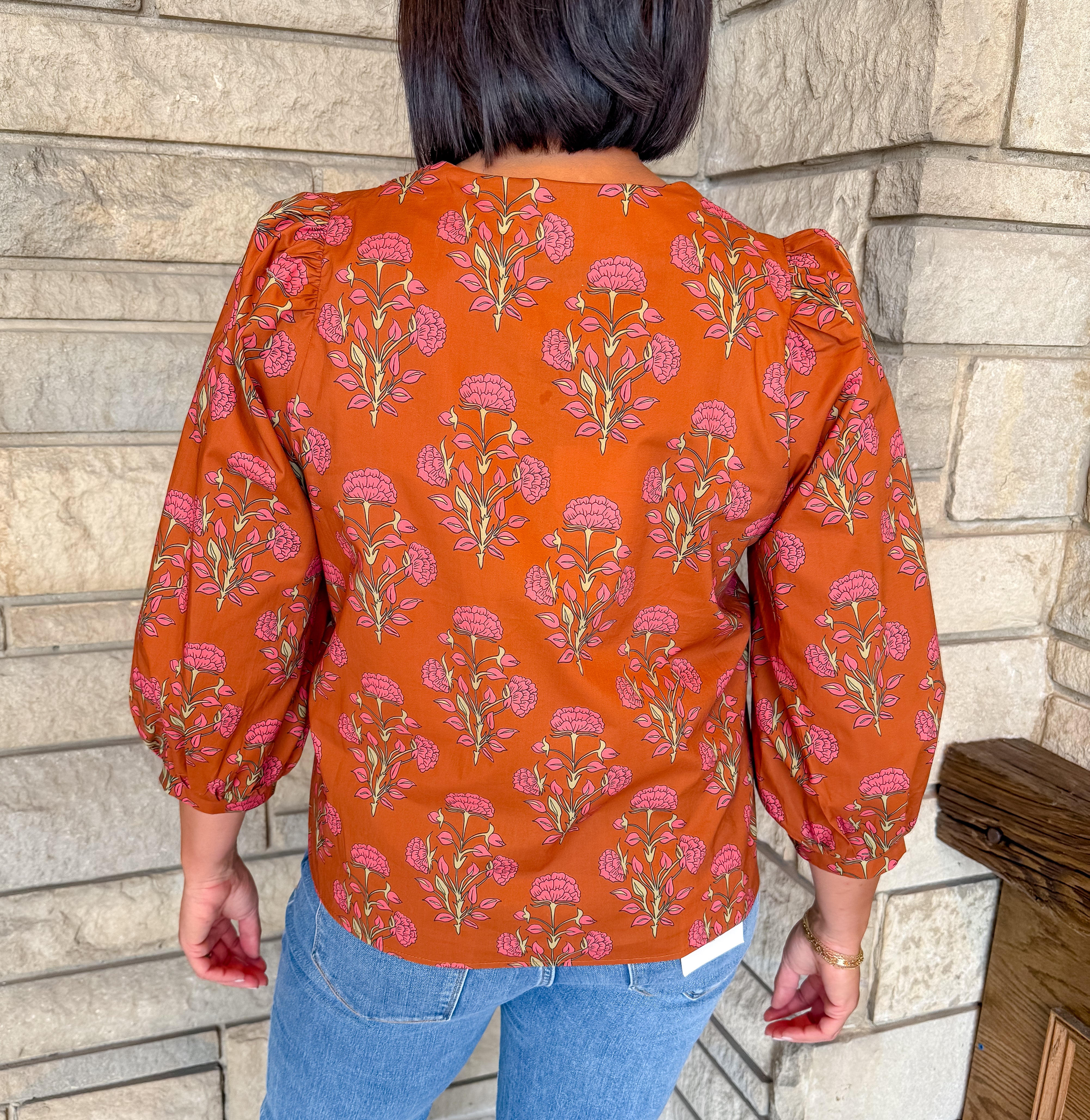 Delphine Floral Contrast Embroidered Top