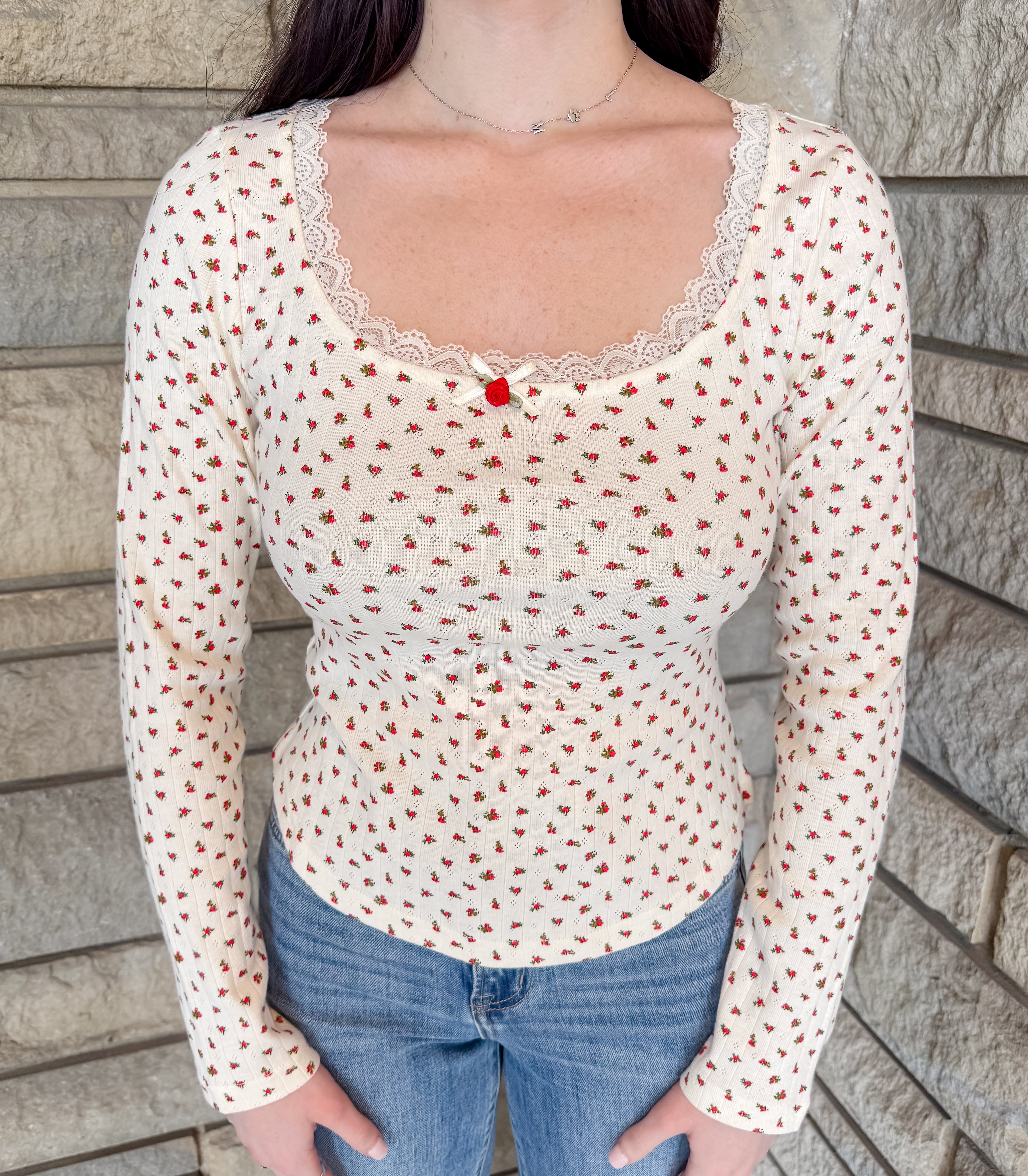 Irina Floral Lace Trim Top