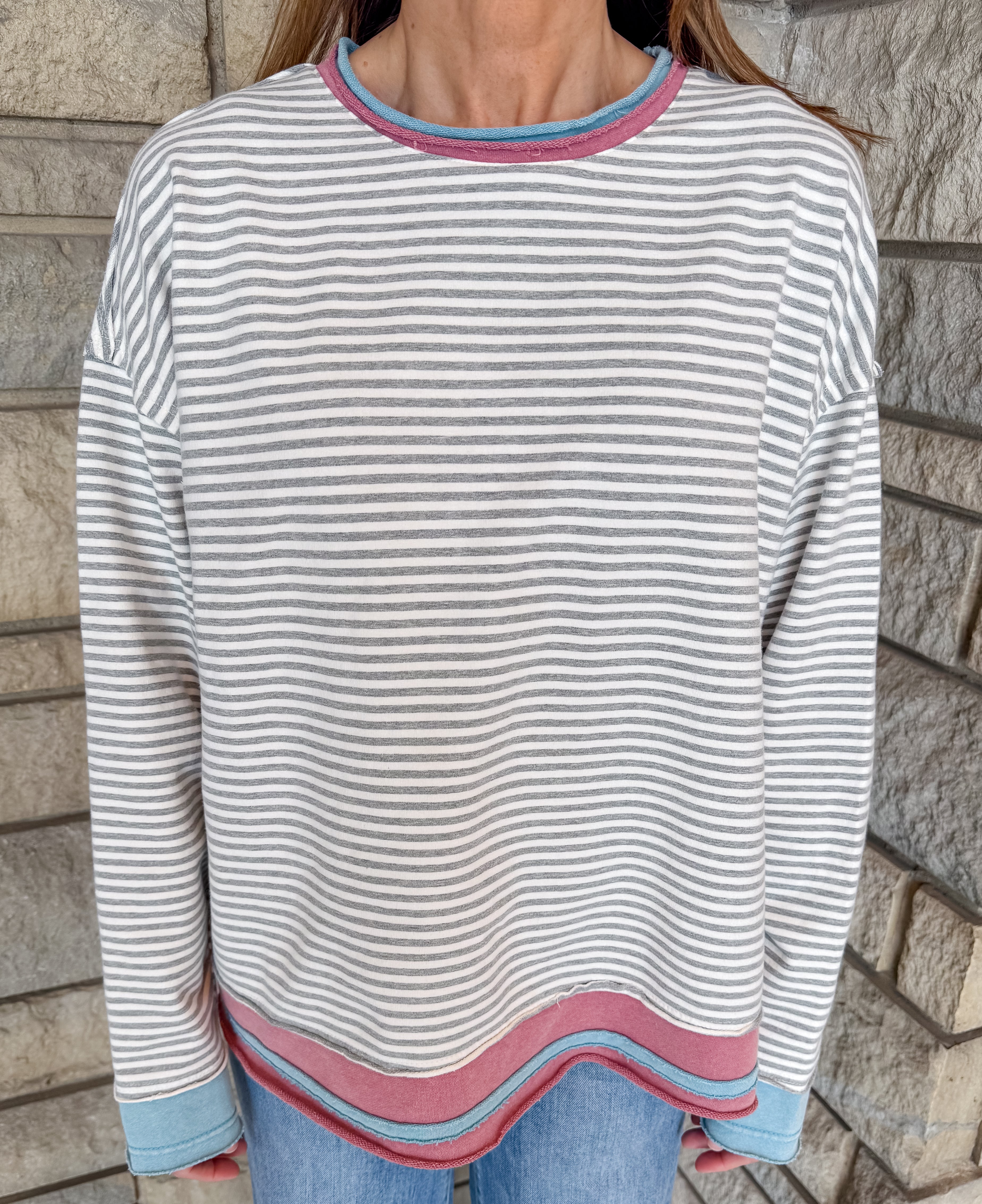 Maureen Striped Washed Terry Top