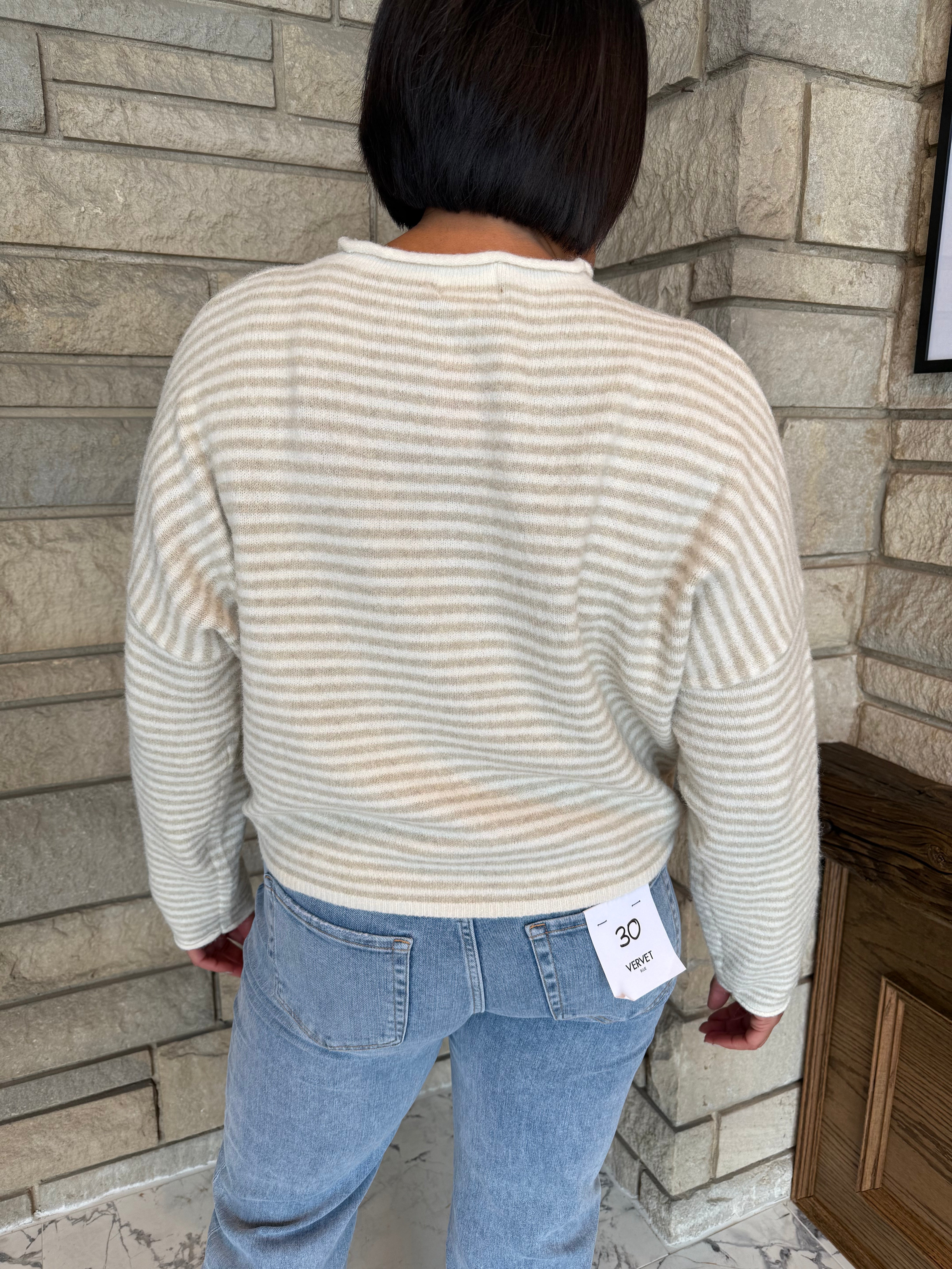 Elara Striped Rolled Edge Cardigan